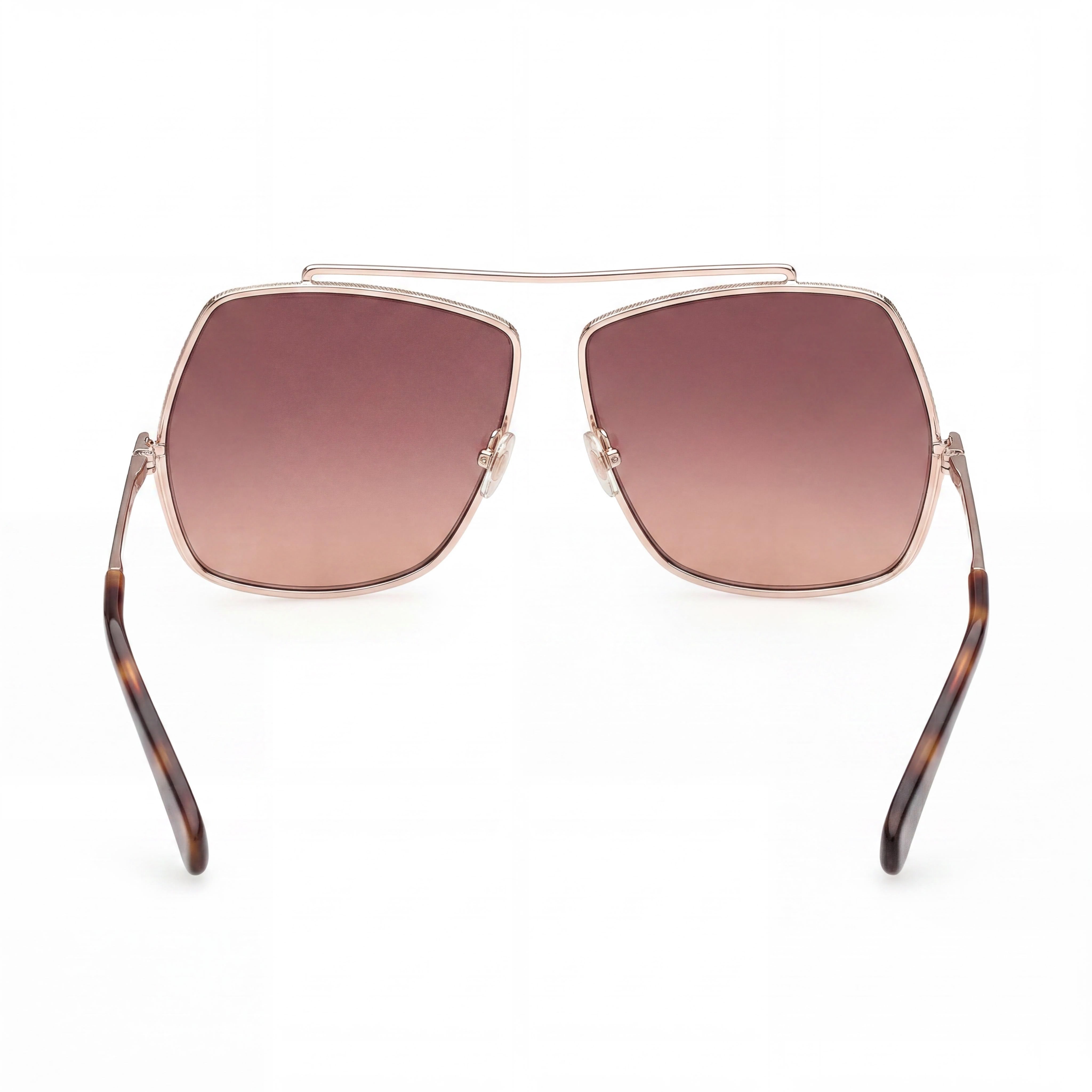 MaxMara Classic Women's Shiny Rose Gold Metal Frame Non-Polarized Gradient Brown Sunglasses 64mm, Photo 3