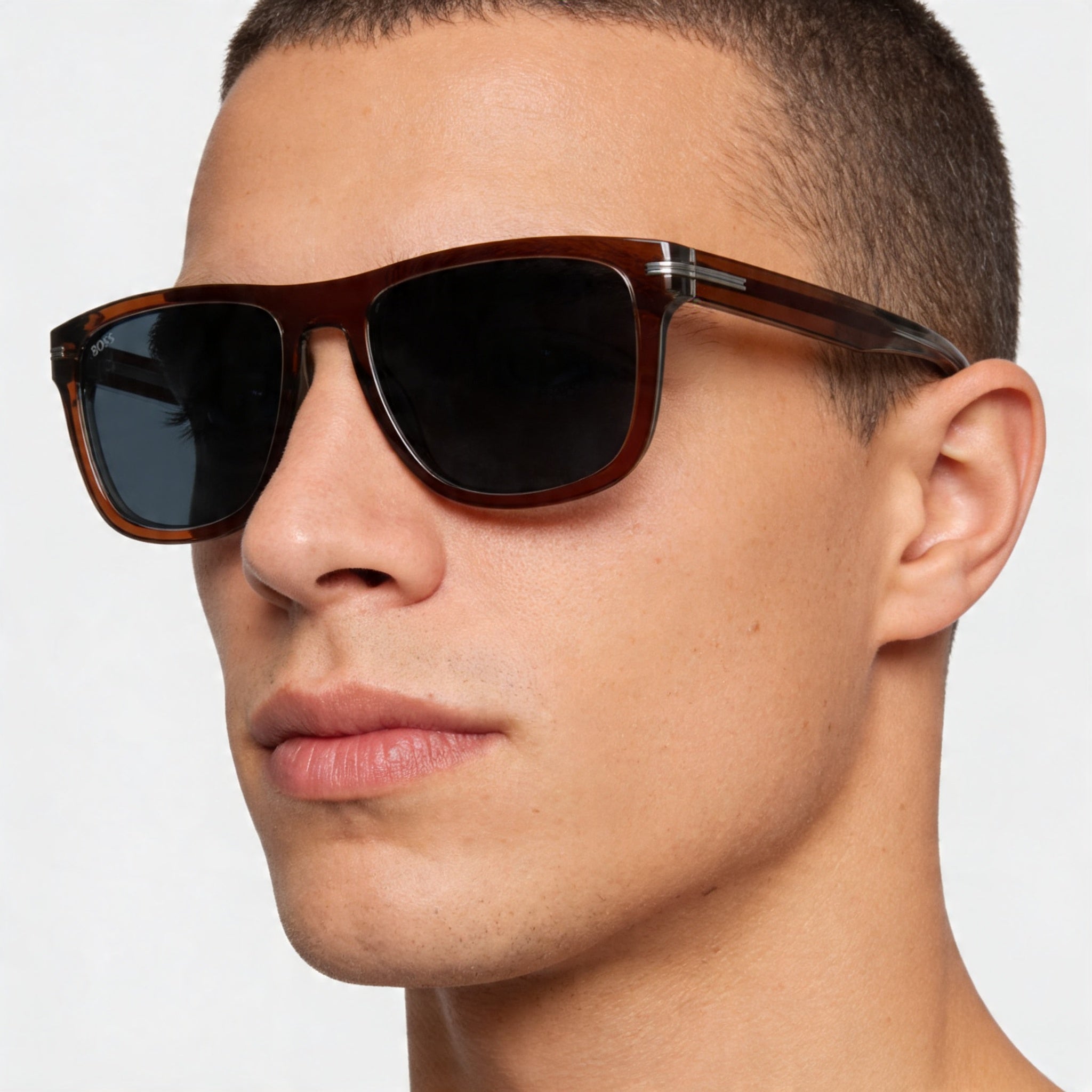 Hugo Boss Boss 1626/S Men's Casual Eco Acetate Brown Frame Blue Lens UV Protection Sunglasses 55mm, Photo 4