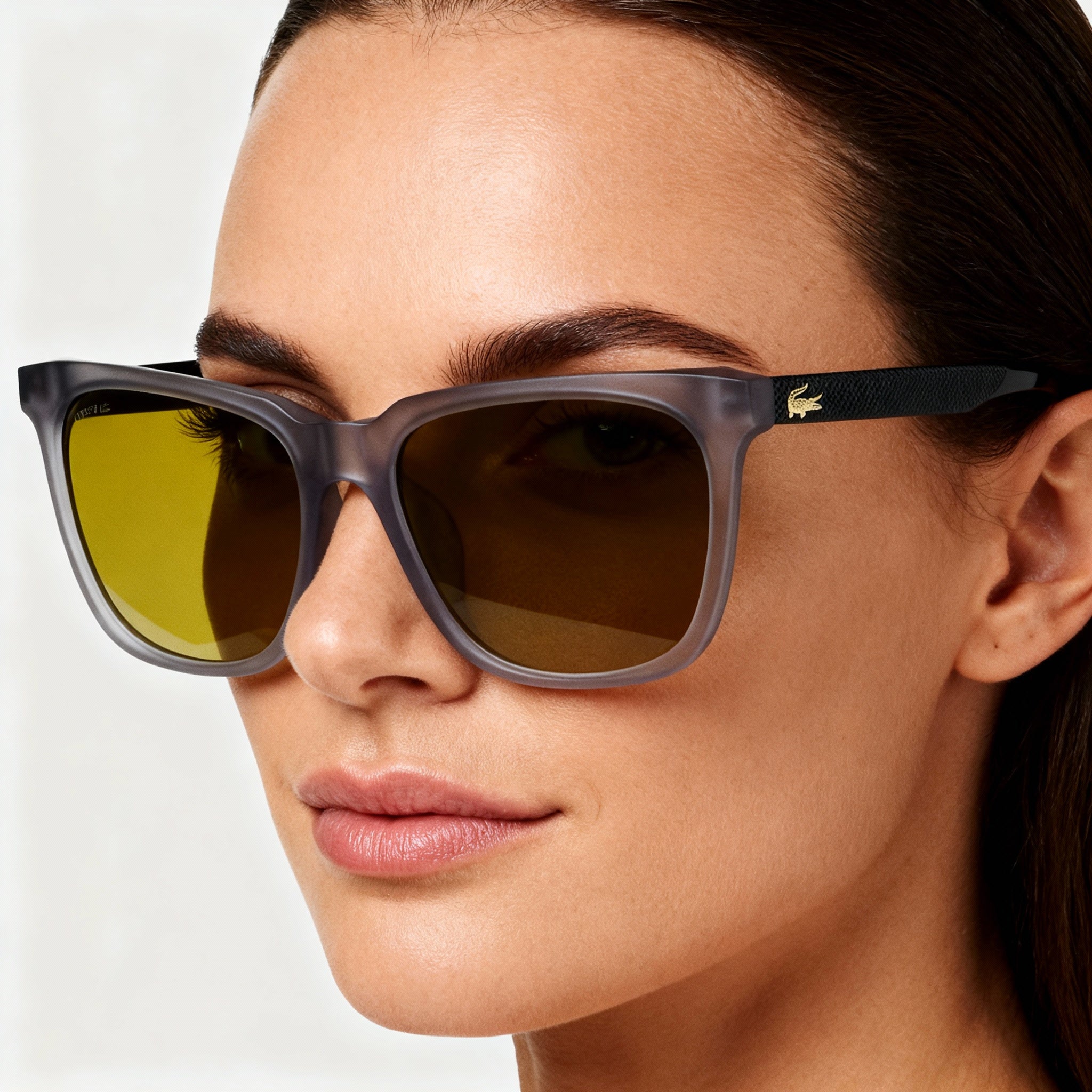 LACOSTE Eyewear L838sa Women's Rectangular Plastic Sunglasses Matte Gray Frame Grey Lens 56-17-140, Photo 5