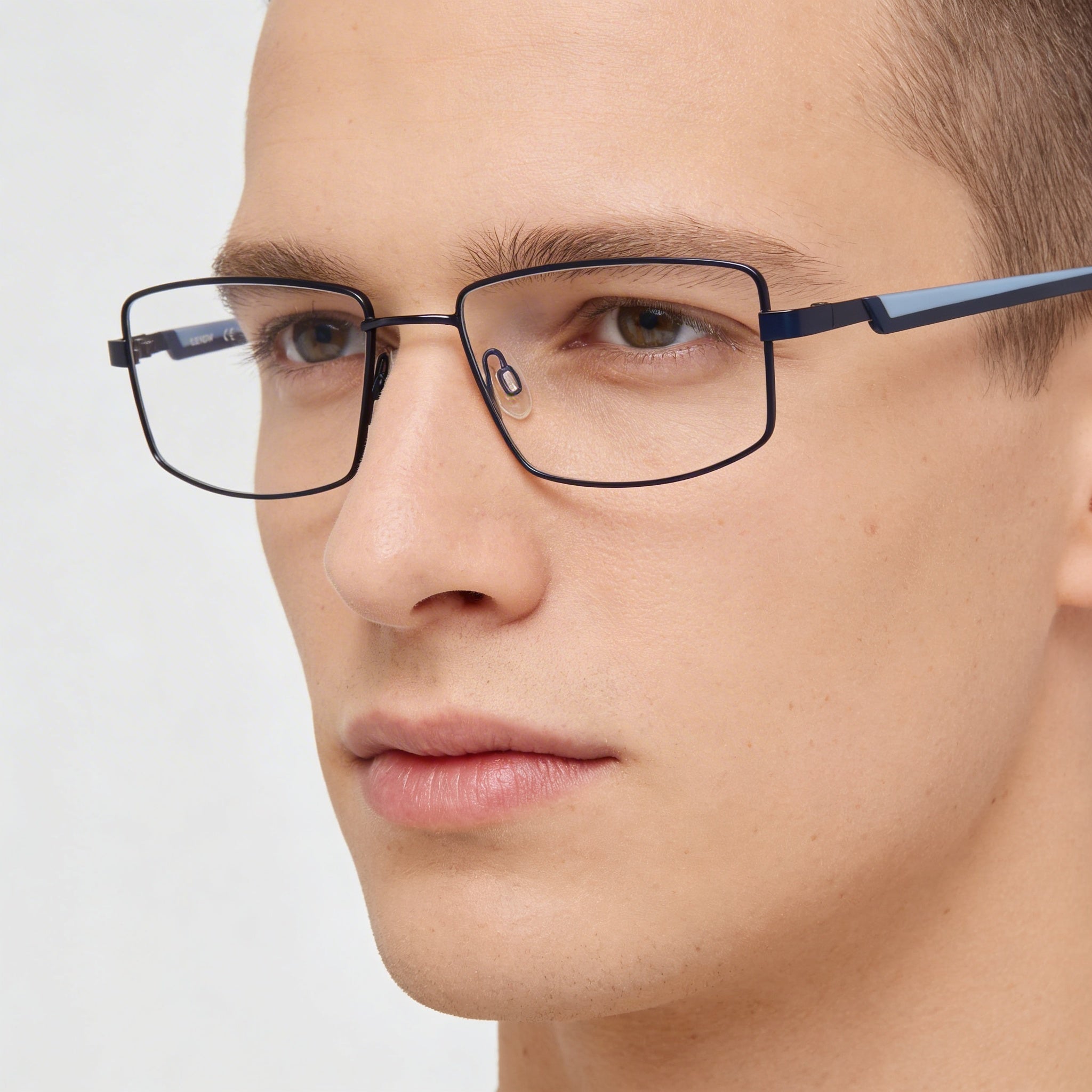 Flexon H6085 Men's Matte Navy Plastic Frame Eyeglasses with 55mm Lens, 17mm Bridge, 145mm Temple, Photo 5