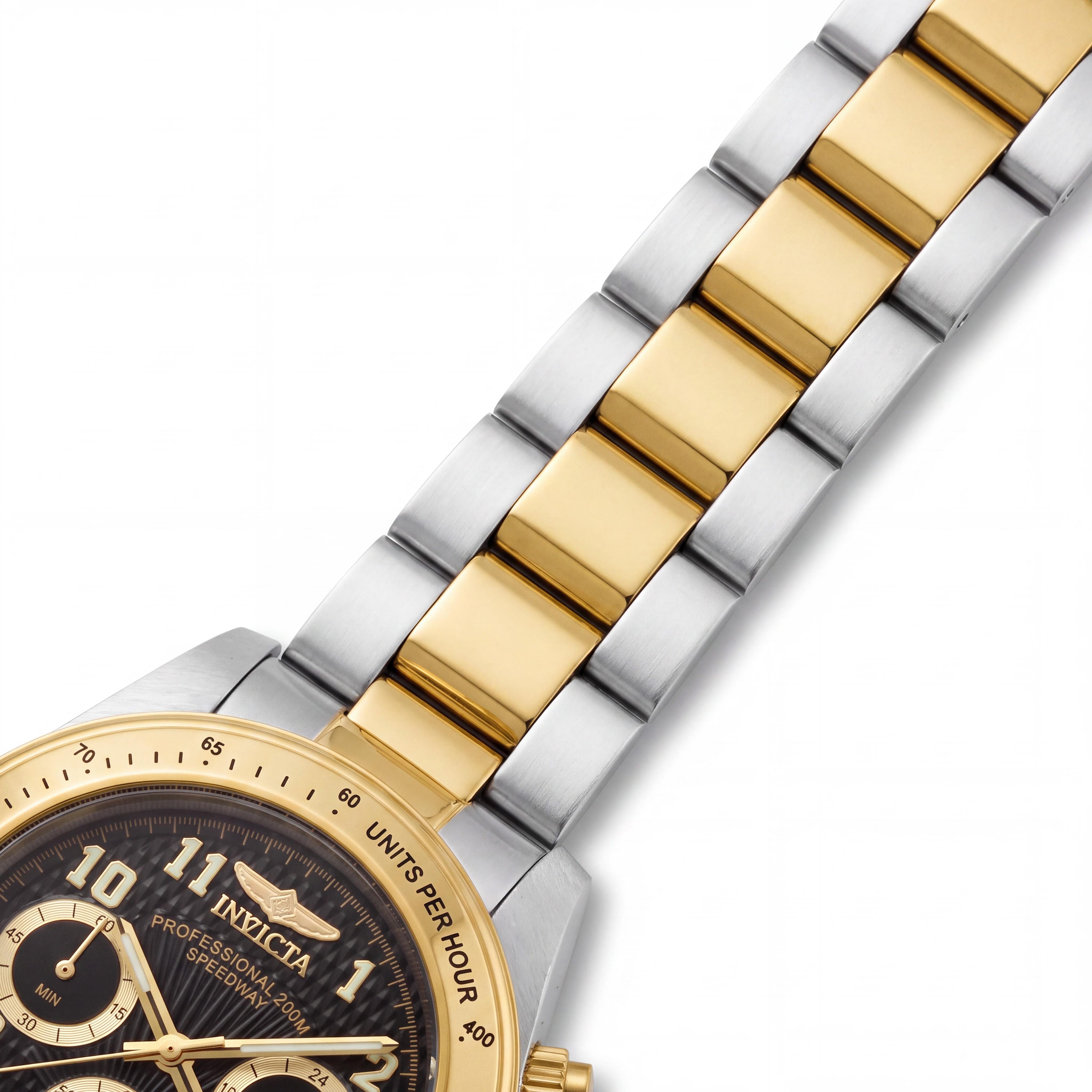 Invicta Men's Speedway Chronograph Two-Tone Stainless Steel Black Dial 200M Water Resistant Watch 39mm, Photo 3