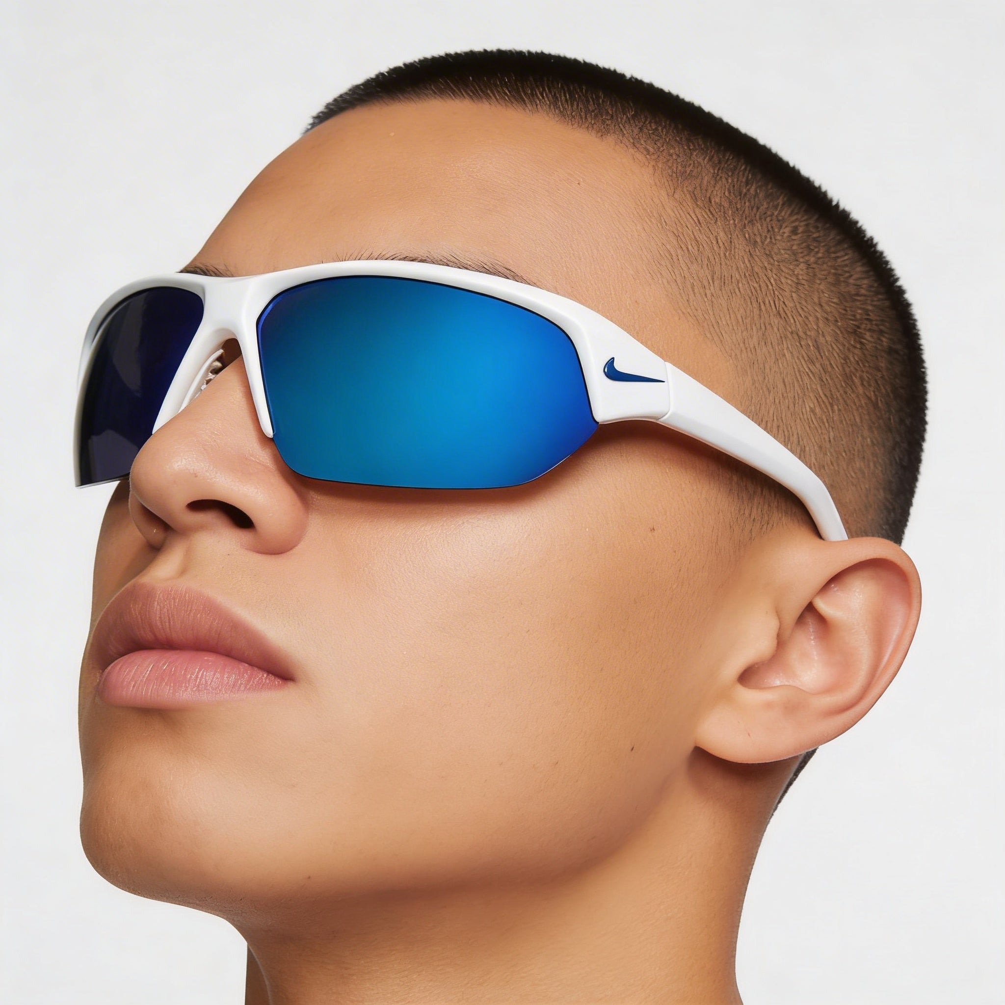 Gafas de sol rectangulares Nike Baseball unisex de plástico gris, lentes no polarizadas con espejo gris azul y protección UV, Photo 5