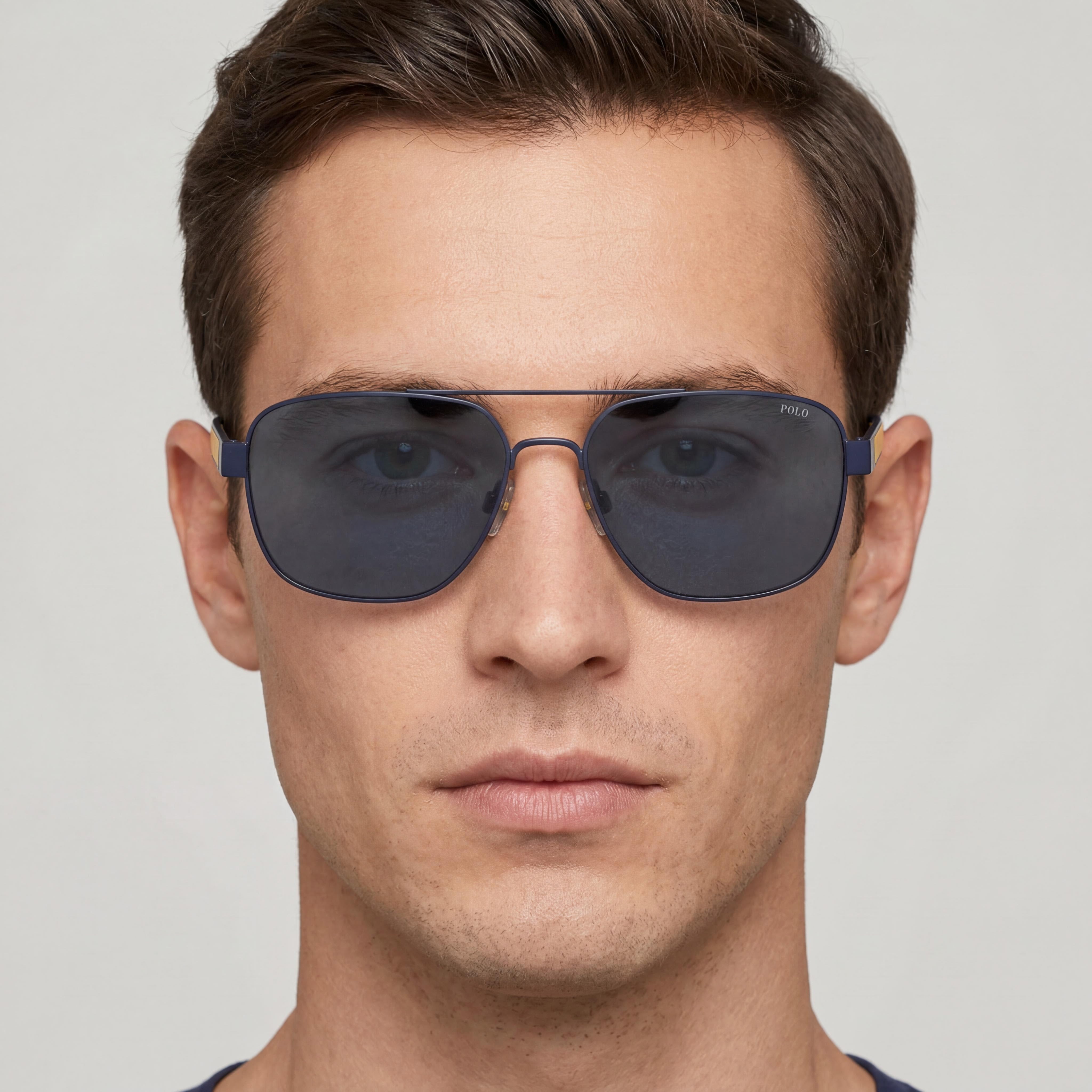 POLO RALPH LAUREN Ph3154 Gafas de Sol Cuadradas de Metal con Protección UV para Hombre, Montura Azul Marino Mate, Lentes Azul Oscuro 62mm, Photo 5