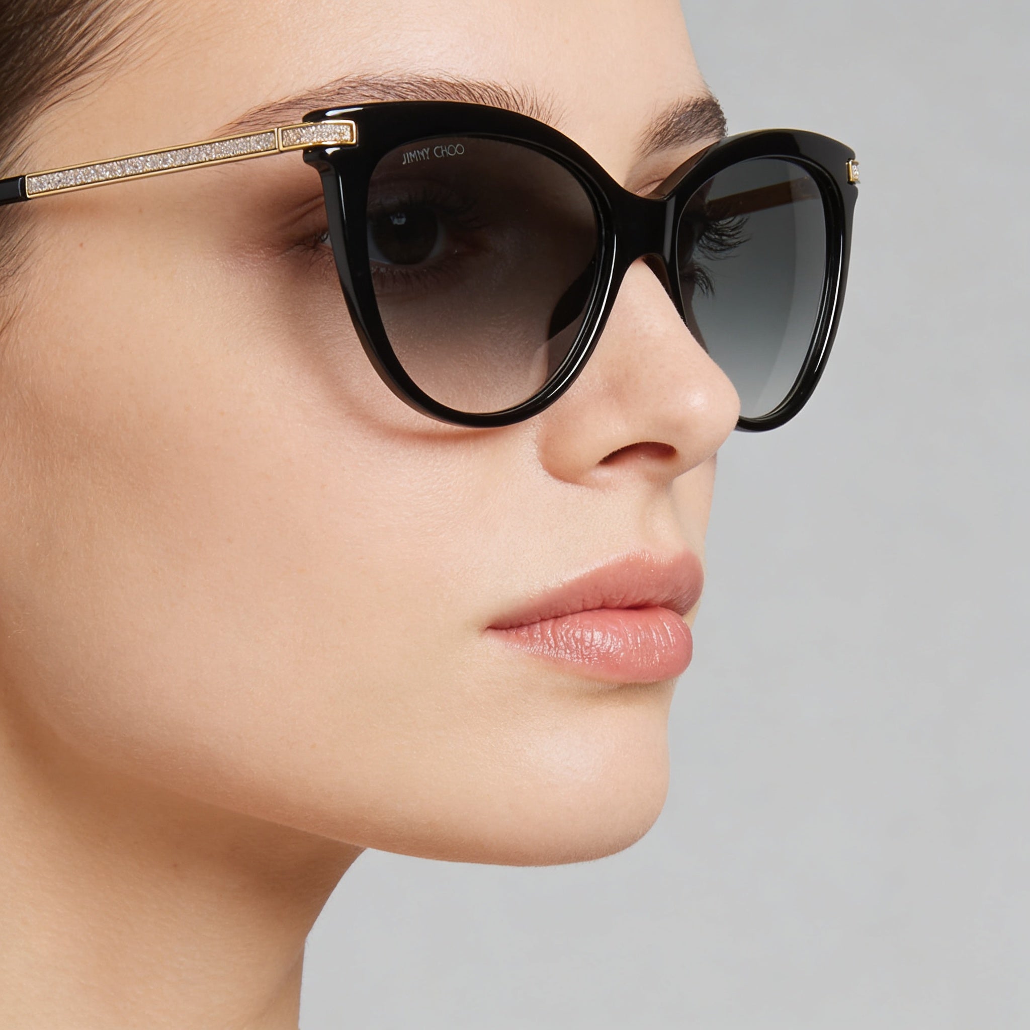 Jimmy Choo Axelle/G/S Women's Black Acetate Cat-Eye Grey Gradient Lens UV Protection Sunglasses 56mm, Photo 4