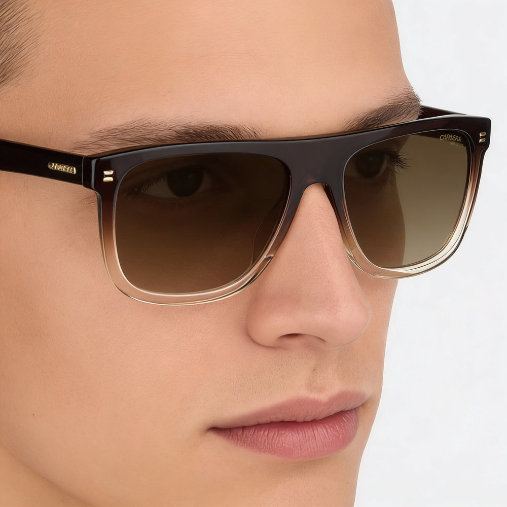 Carrera 267/S Unisex Transparent Faded Brown Square Acetate Sunglasses Gradient Dark Brown Lenses 56mm Good UV Protection