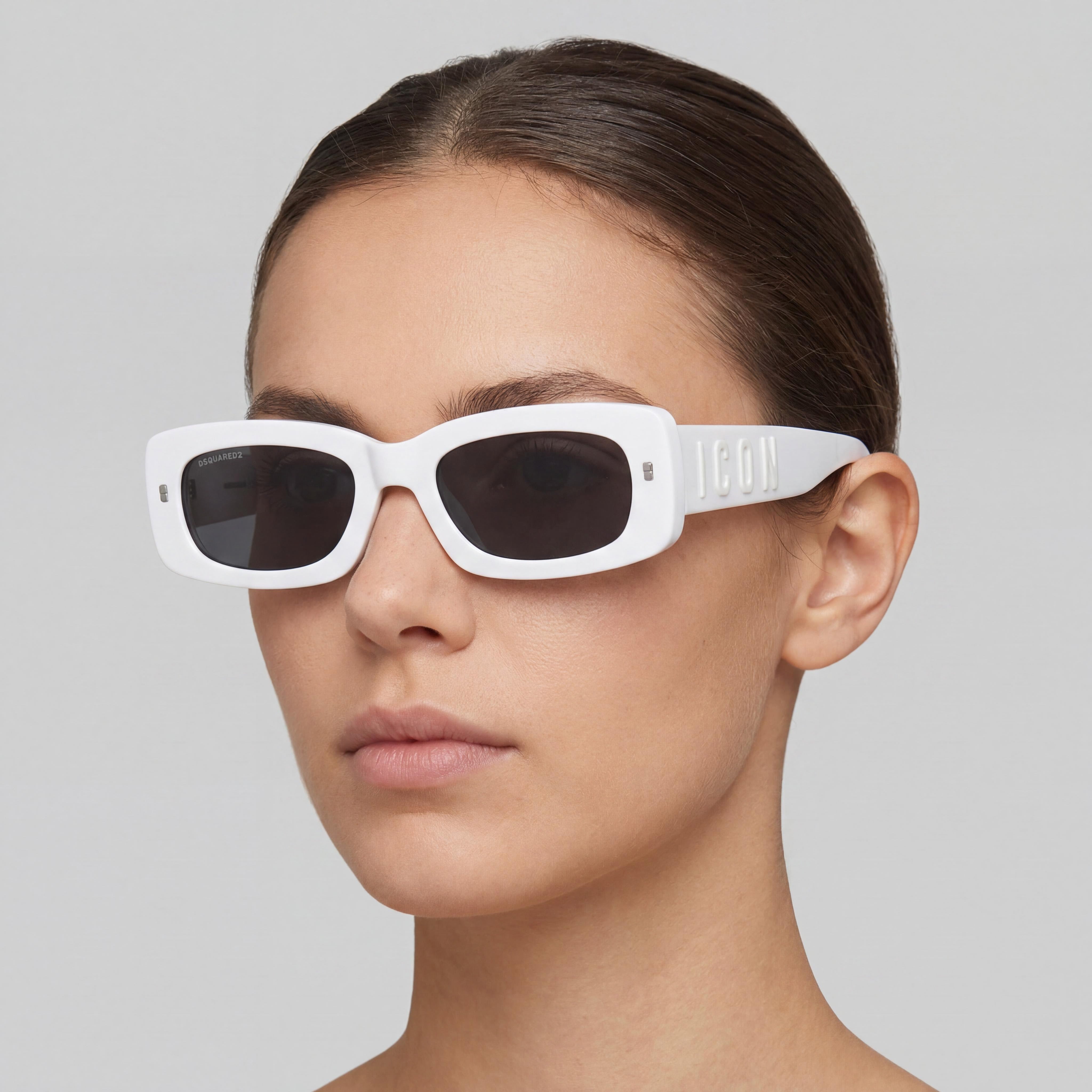DSQUARED2 ICON 0020/S Gafas de sol casuales para mujer con montura de celulosa blanca, lentes de policarbonato no polarizadas de 52 mm, Photo 5