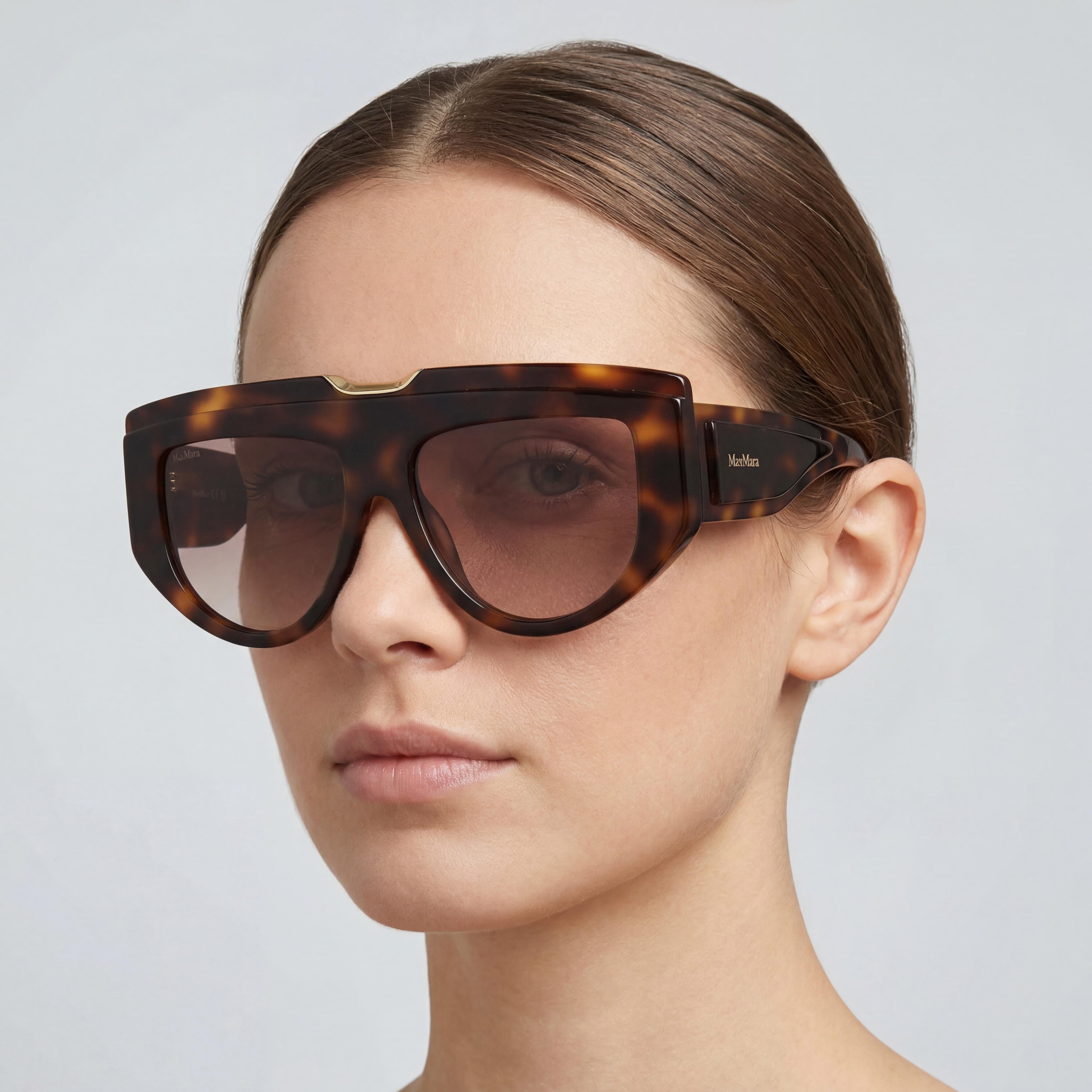 MaxMara Women's Sunglasses with Multicolor Stainless Steel Frame and Brown Acetate Lenses, Photo 5