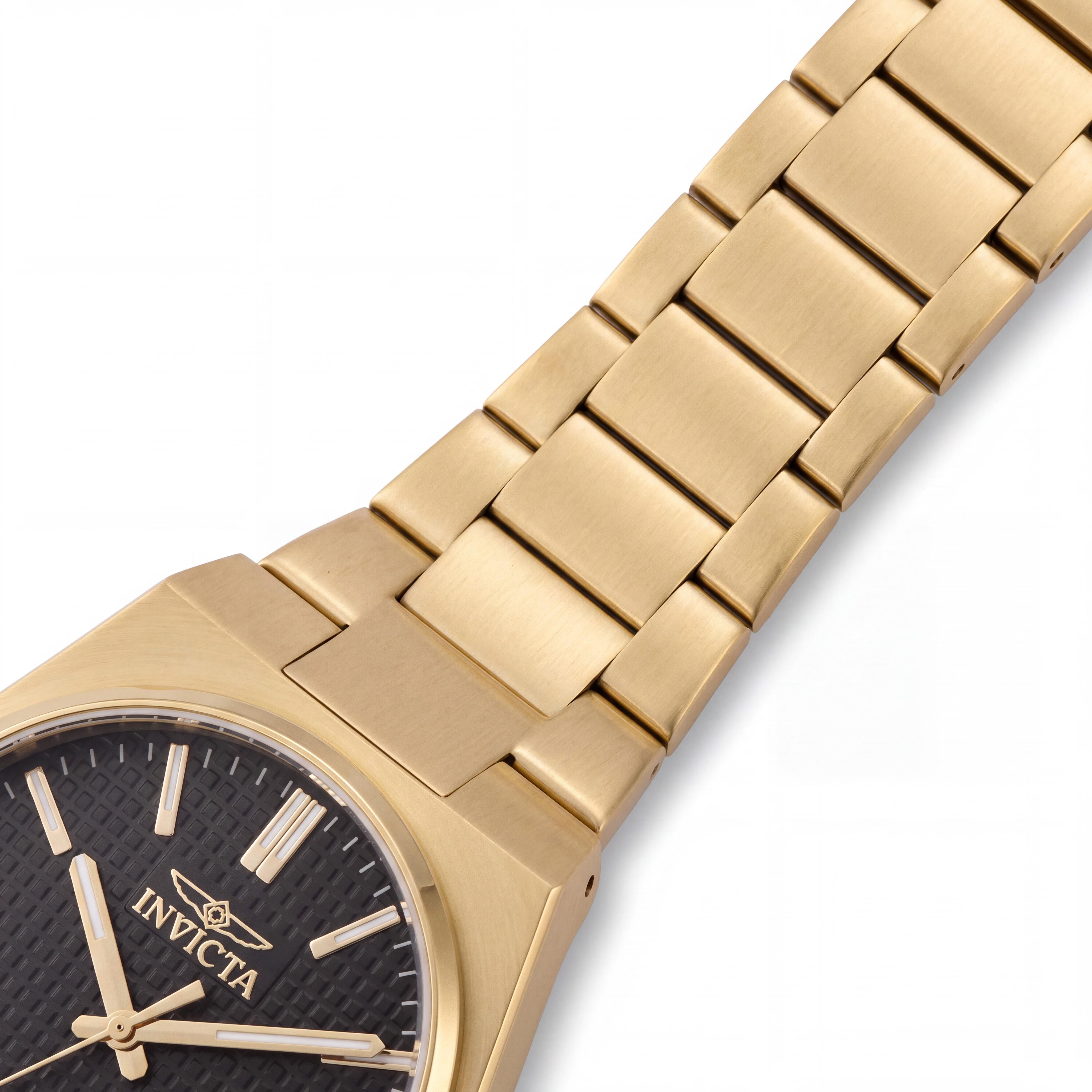 Invicta Speedway 48395 Unisex Gold Tone Stainless Steel Black Dial Quartz 5 Bar Water Resistant Watch 40mm, Photo 3