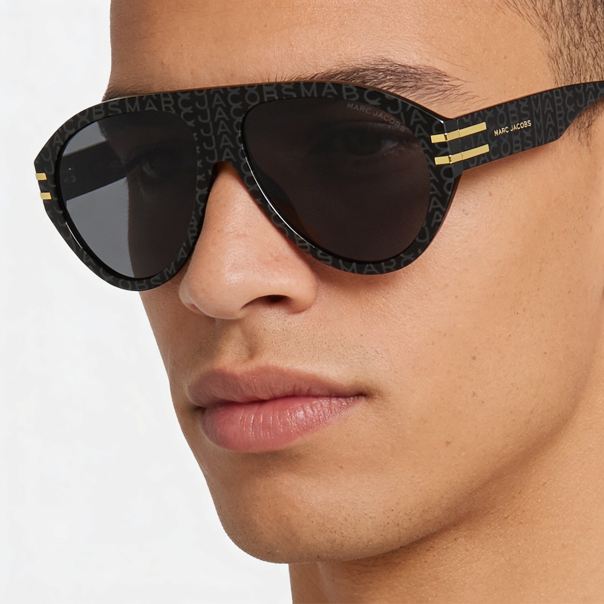 Marc Jacobs 747/S Men’s Acetate Pattern Black Gray Frame with Grey Polycarbonate Lenses 58mm, Photo 4