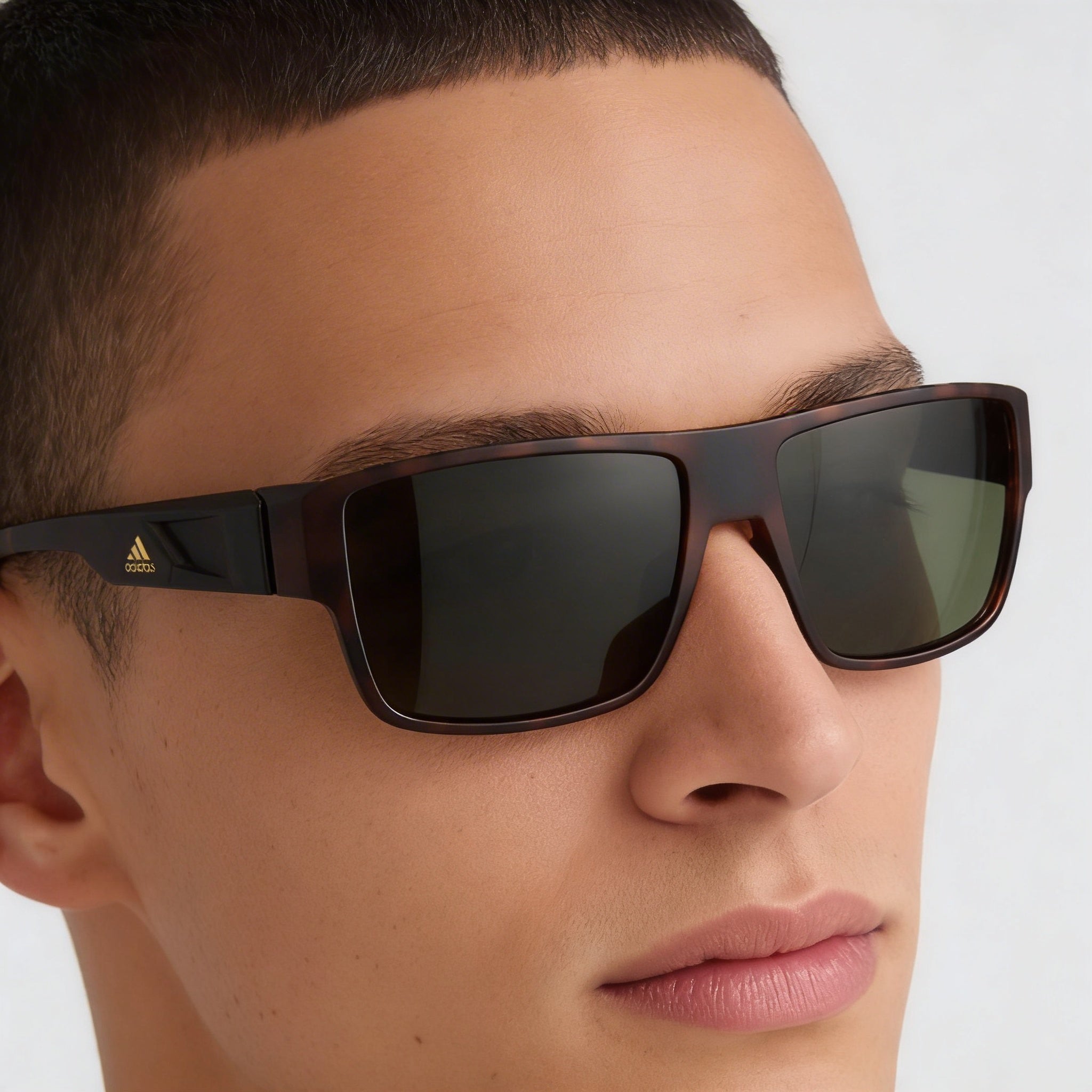 adidas SP0006 Men's Rectangular Acetate Dark Havana Sunglasses Green Non-Polarized UV Protected 57-16-135, Photo 4
