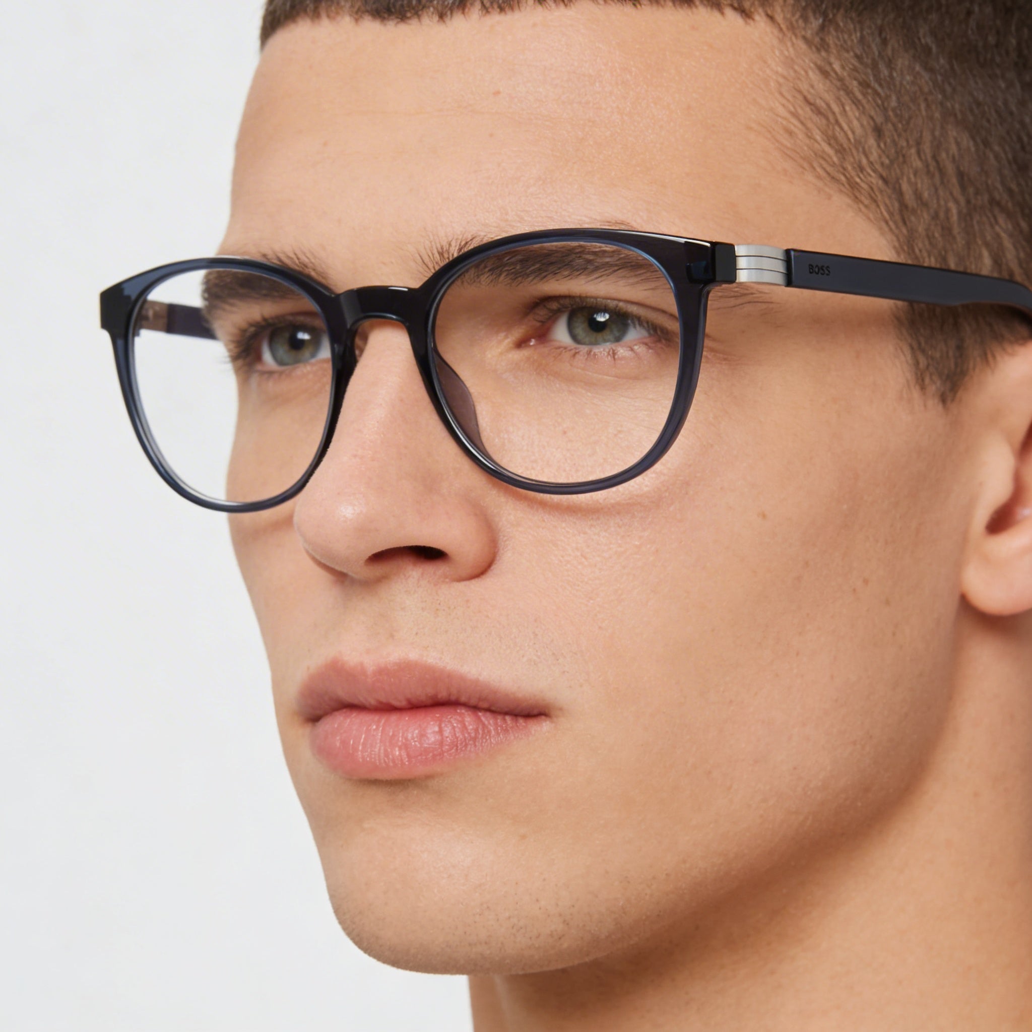 BOSS 1577 Men's Blue Polyamide Inj-GRIL. Non Polarized Casual Rectangular Eyeglasses 52-20-150, Photo 5