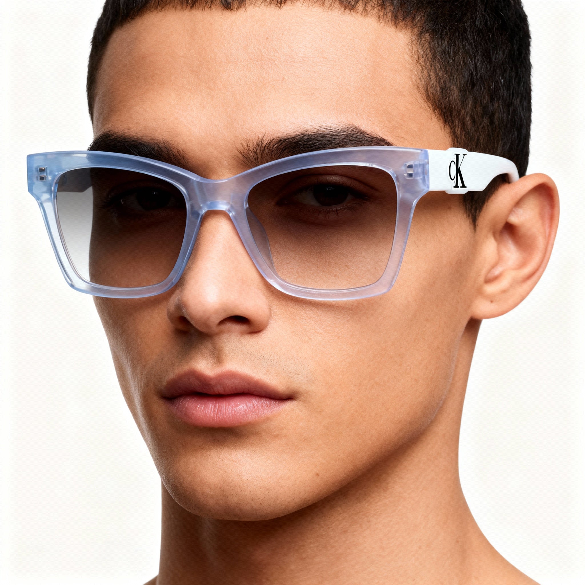 Calvin Klein Jeans CKJ23646 Unisex White Metal Cat-Eye Frame Polarized Eyeglasses 52mm Lens Width, Photo 3