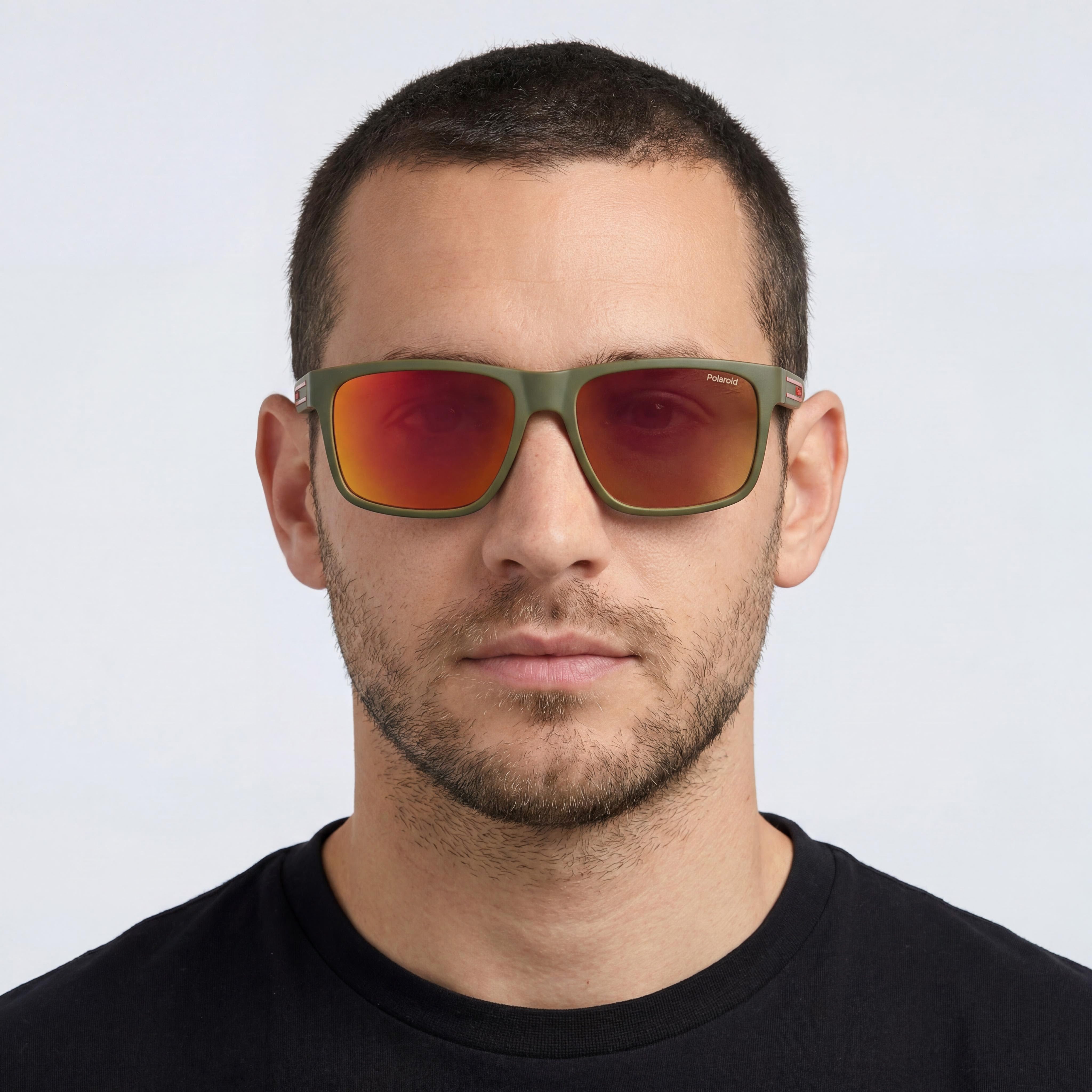 Polaroid Eyewear PLD 2149/S Casual Men's Military Green Red Polycarbonate Frame Red Multilayer Polarized Sunglasses 57mm, Photo 5