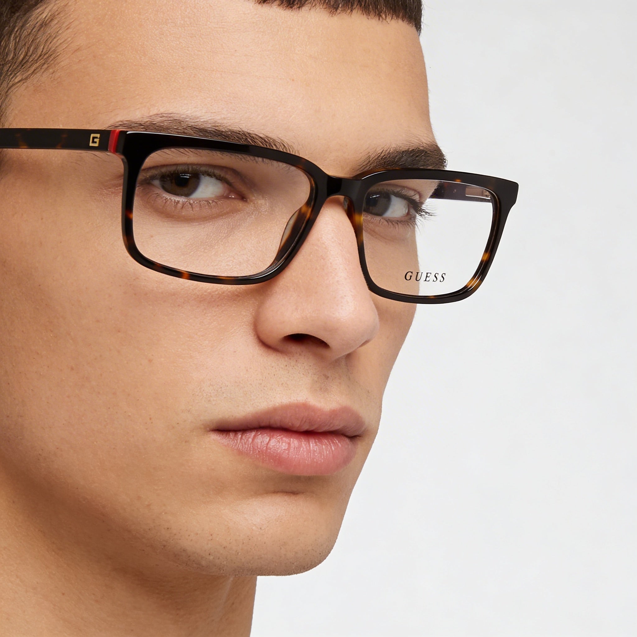 Gafas ópticas GUESS Casual para hombre, de plástico, color Habana oscuro, con lentes de 54 mm de ancho, Photo 3