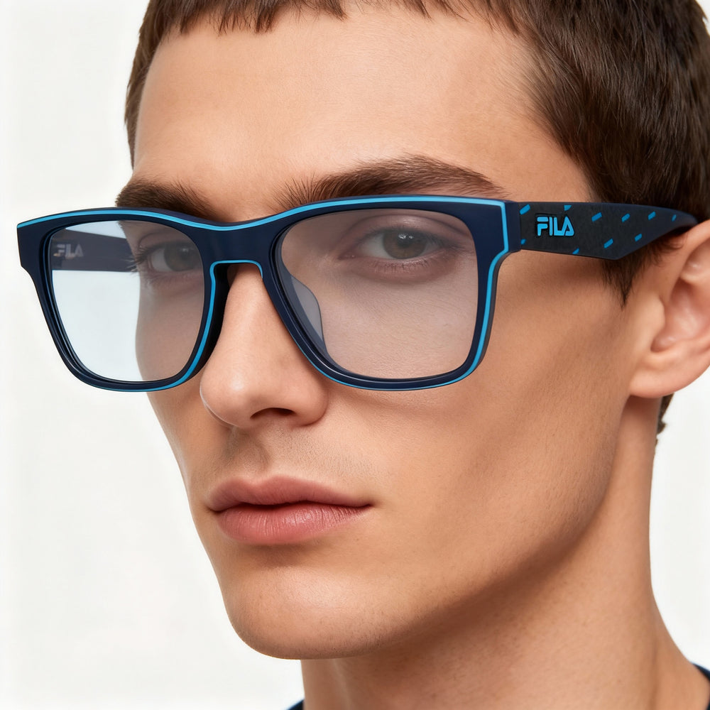 Gafas ópticas Fila Vfi115 para hombre de acetato y metal con lentes de policarbonato no polarizado, 54 mm