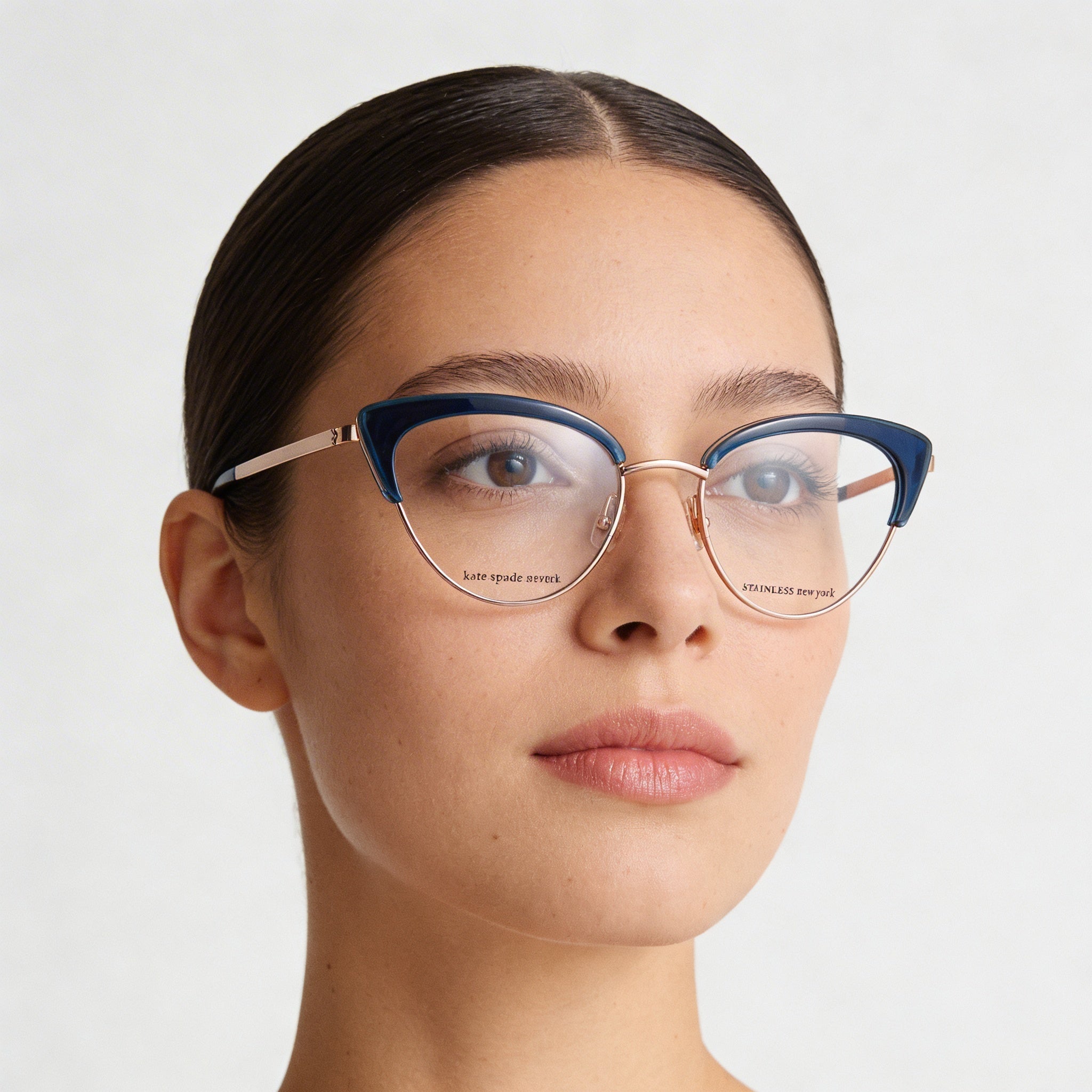 Gafas Kate Spade New York Jailyn con montura metálica de ojo de gato para mujer con lentes de policarbonato transparentes en azul dorado 50-18-39, Photo 4