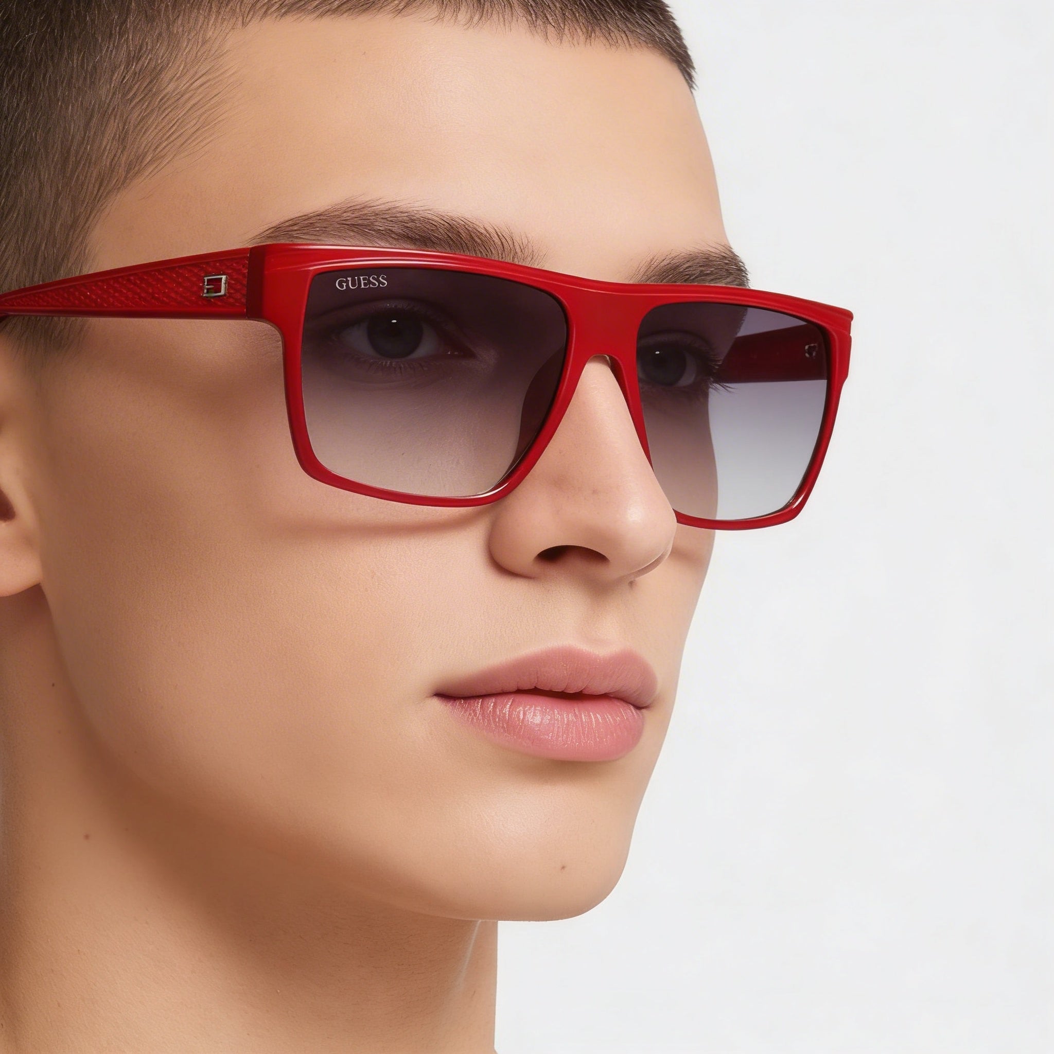 GUESS Classic Unisex Matte Red Smoke Plastic Frame UV Protected Sunglasses 58mm, Photo 5