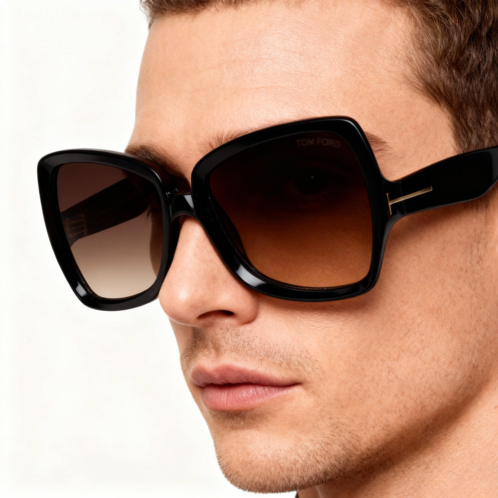 Tom Ford Jerry Men's Butterfly Acetate Sunglasses, Dark Havana Gradient Brown, Gradient Smoke Lenses, 18mm