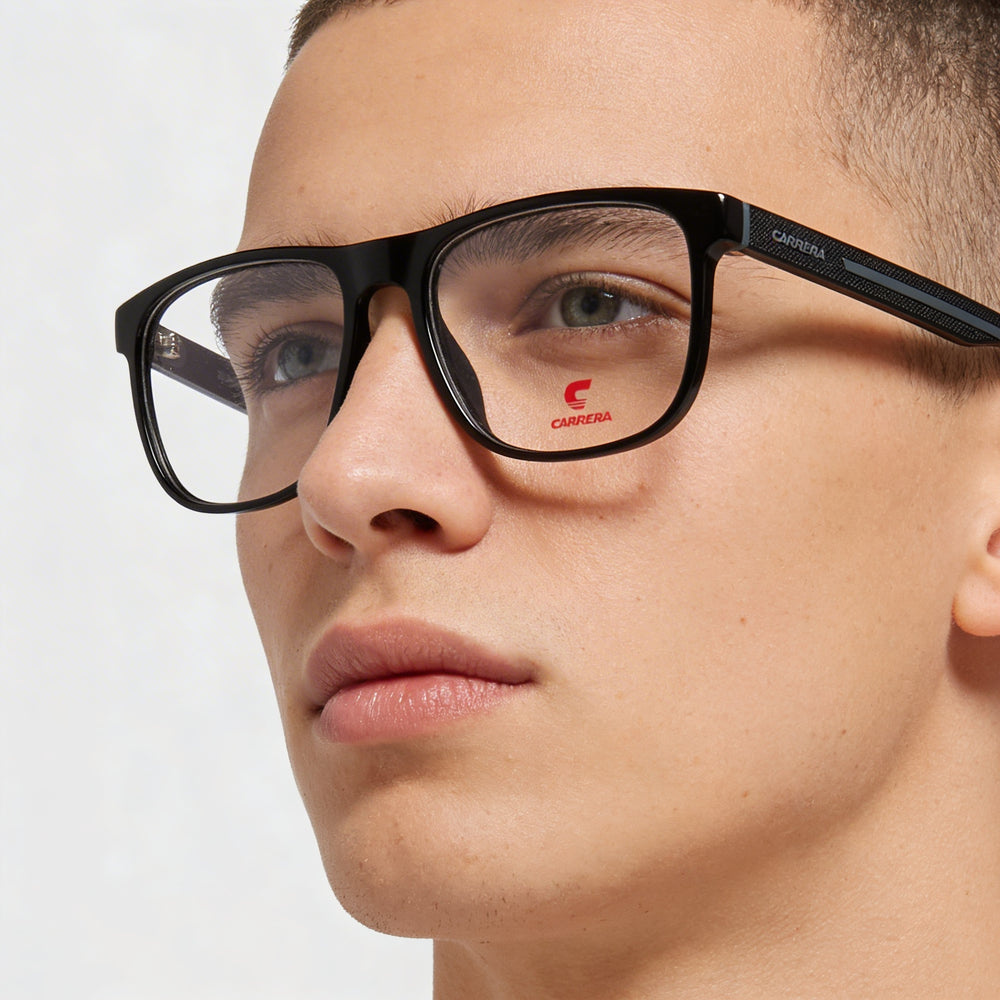 Gafas de Sol Unisex Modernas Carrera 8892, Montura de Poliamida Negra Gris, Lentes de Policarbonato Negras Grises, 55mm