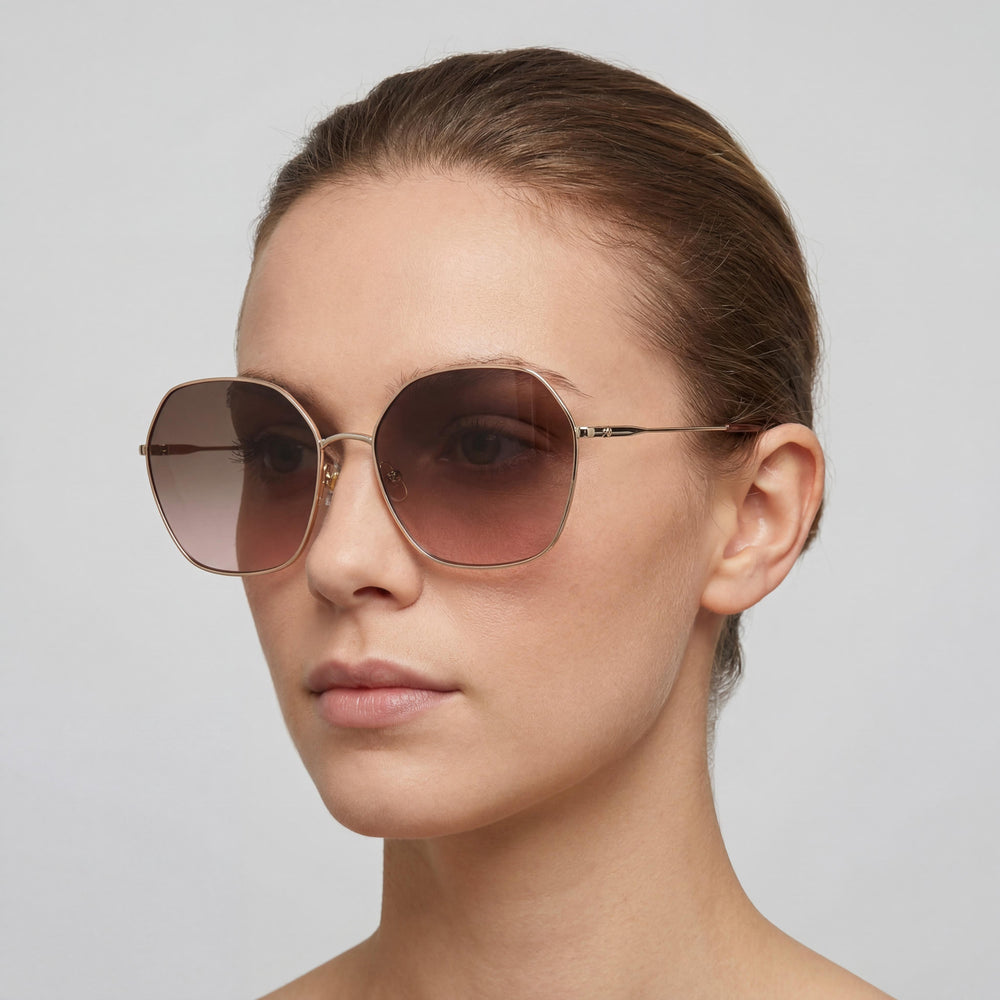 Gafas de sol informales de acero inoxidable para mujer kate spade new york, oro rosa, marrón degradado, no polarizadas, protección UV 400, 57 mm