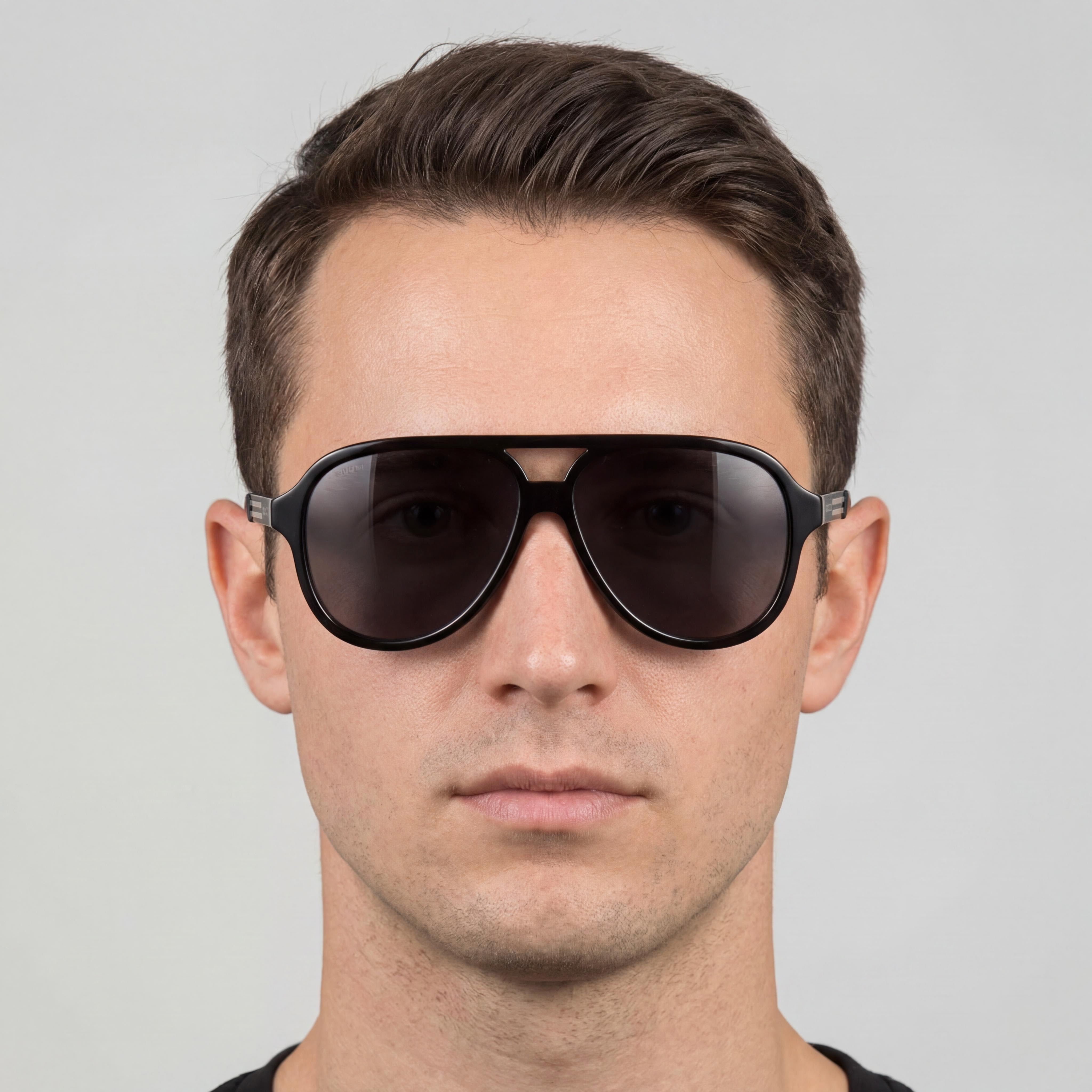 Gafas de sol Gucci de aviador para hombre, montura de plástico negra, lentes grises, protección UV, 59 mm, Photo 5
