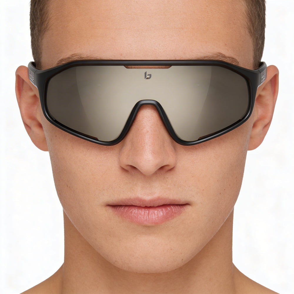 bollé Unisex-adult Black Matte Gold Nylon Frame, Black Gold Polycarbonate Non-Polarized UV Protection Sunglasses