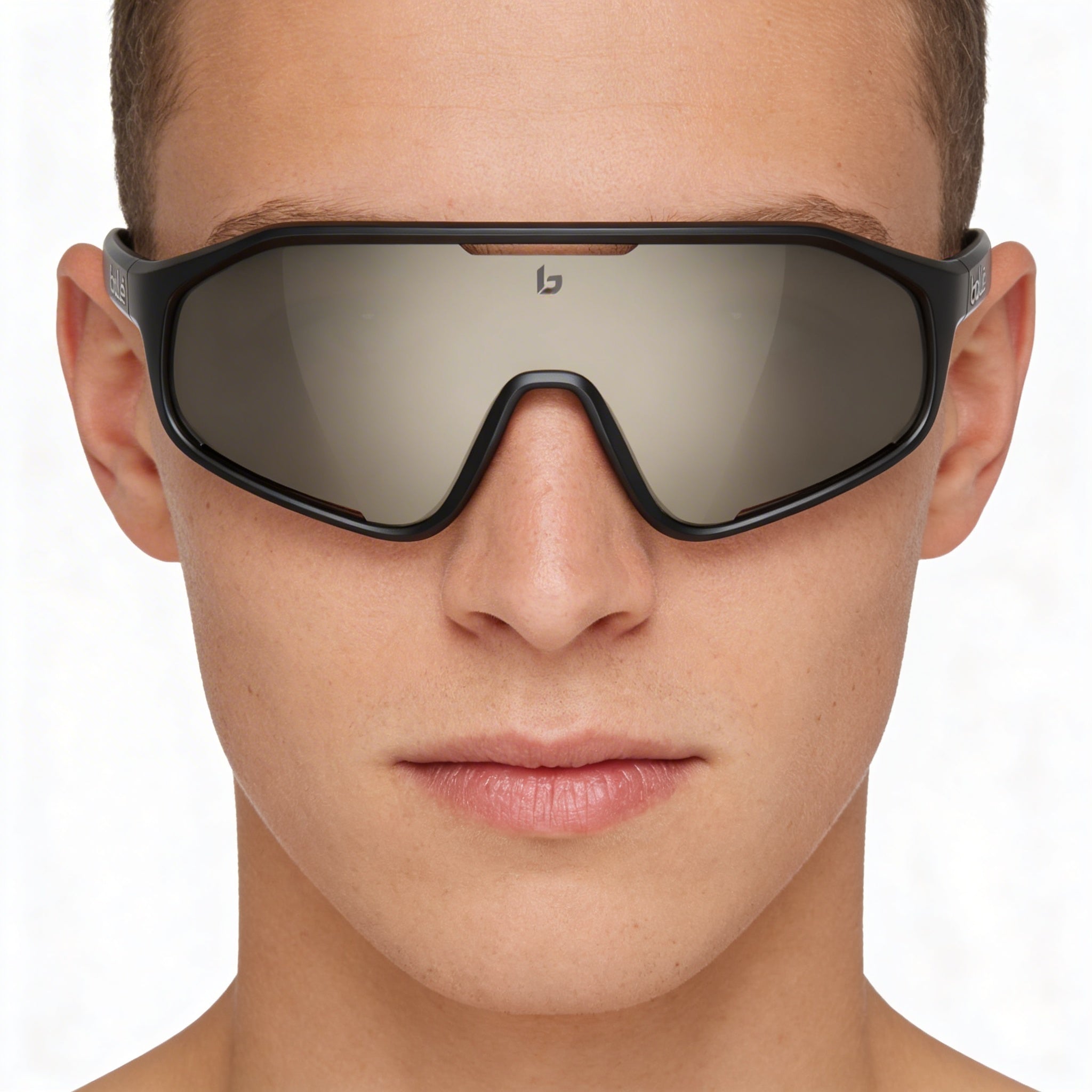 bollé Unisex-adult Black Matte Gold Nylon Frame, Black Gold Polycarbonate Non-Polarized UV Protection Sunglasses, Photo 3