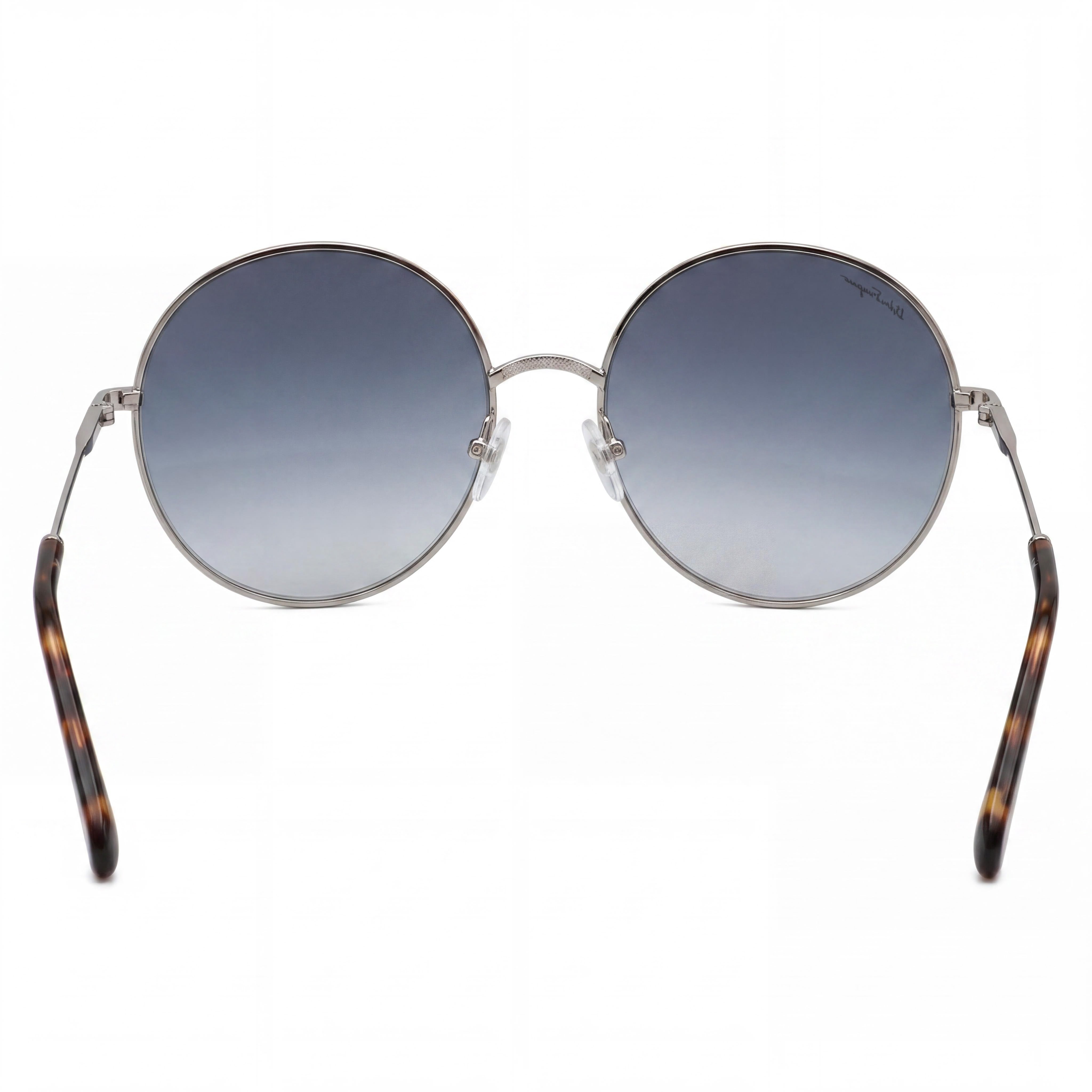 Gafas de sol Salvatore Ferragamo clásicas de mujer, redondas, de metal plateado brillante, con protección UV azul no polarizada, 60 mm, Photo 4