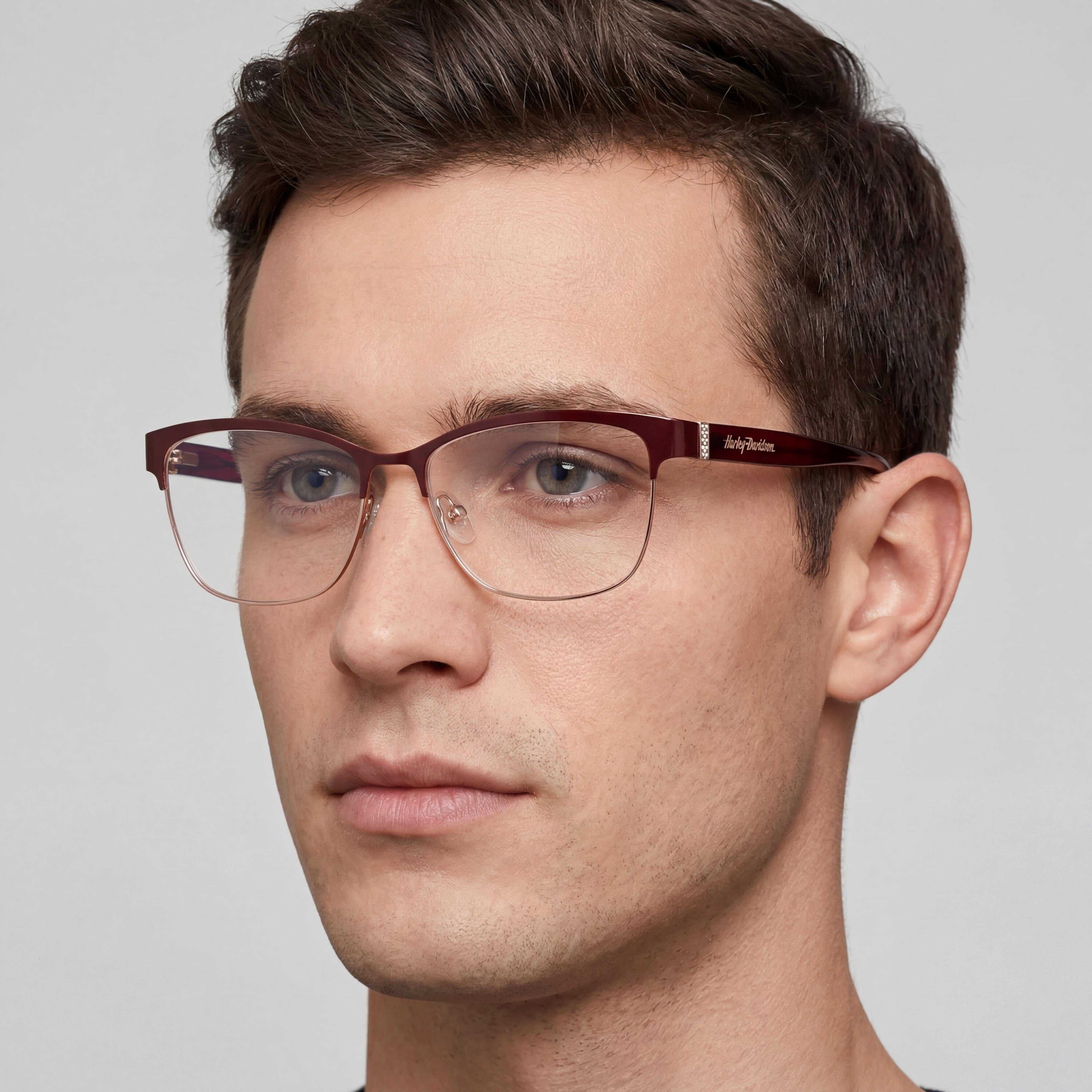 Gafas Harley-Davidson para hombre HD50057 con montura metálica en color burdeos y lentes de policarbonato. Ancho de la lente 54 mm, puente 15 mm, patilla 140 mm., Photo 4