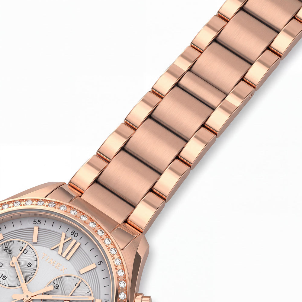 Timex TW2V57900JI Women's Modern Chronograph Analog Watch with Indiglo, Rose Gold, 30m Water Resistant