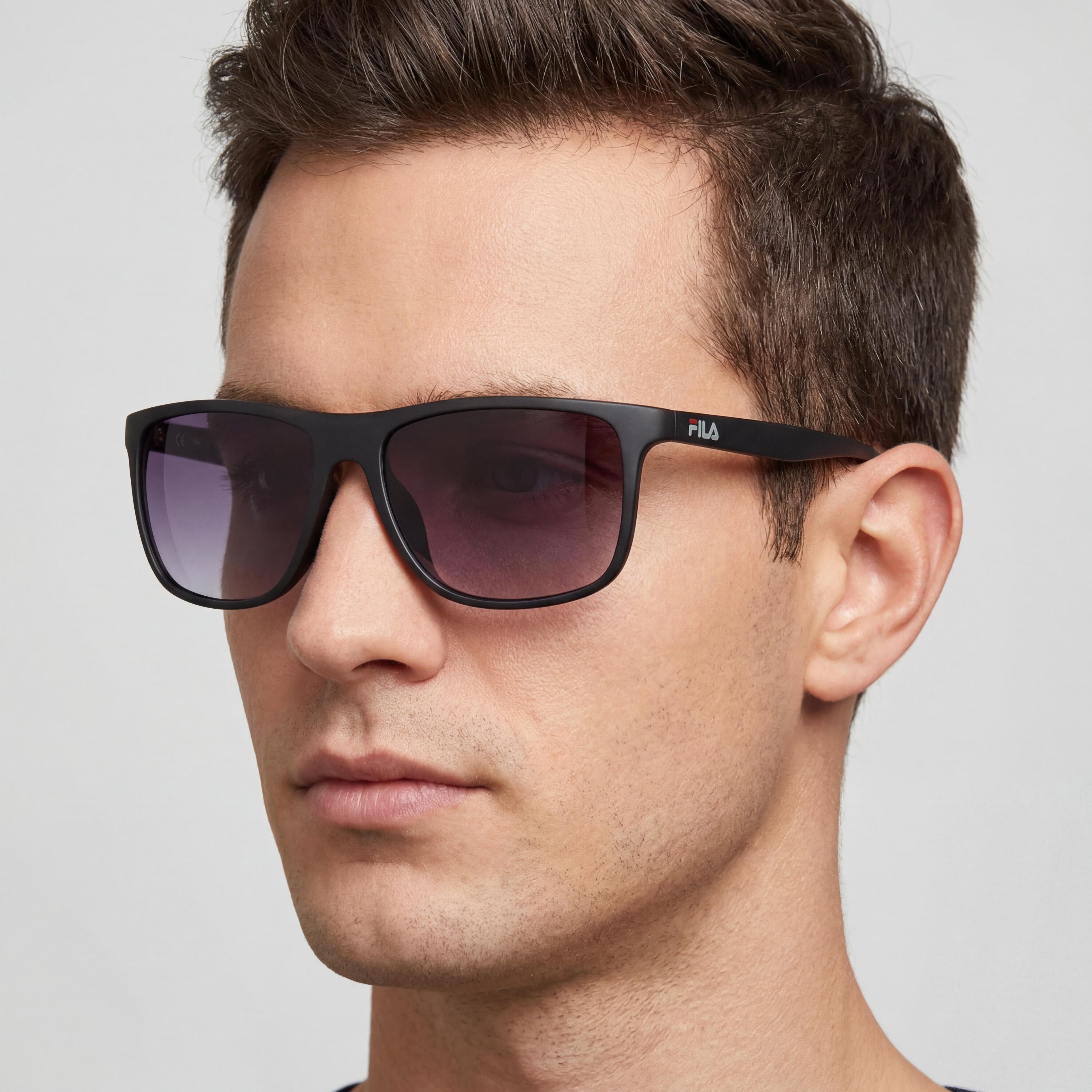 Fila Casual Men's Matt Blue Plastic Frame UV Protection Sunglasses, Smoke Mirror Blue Lenses, 59, Photo 3
