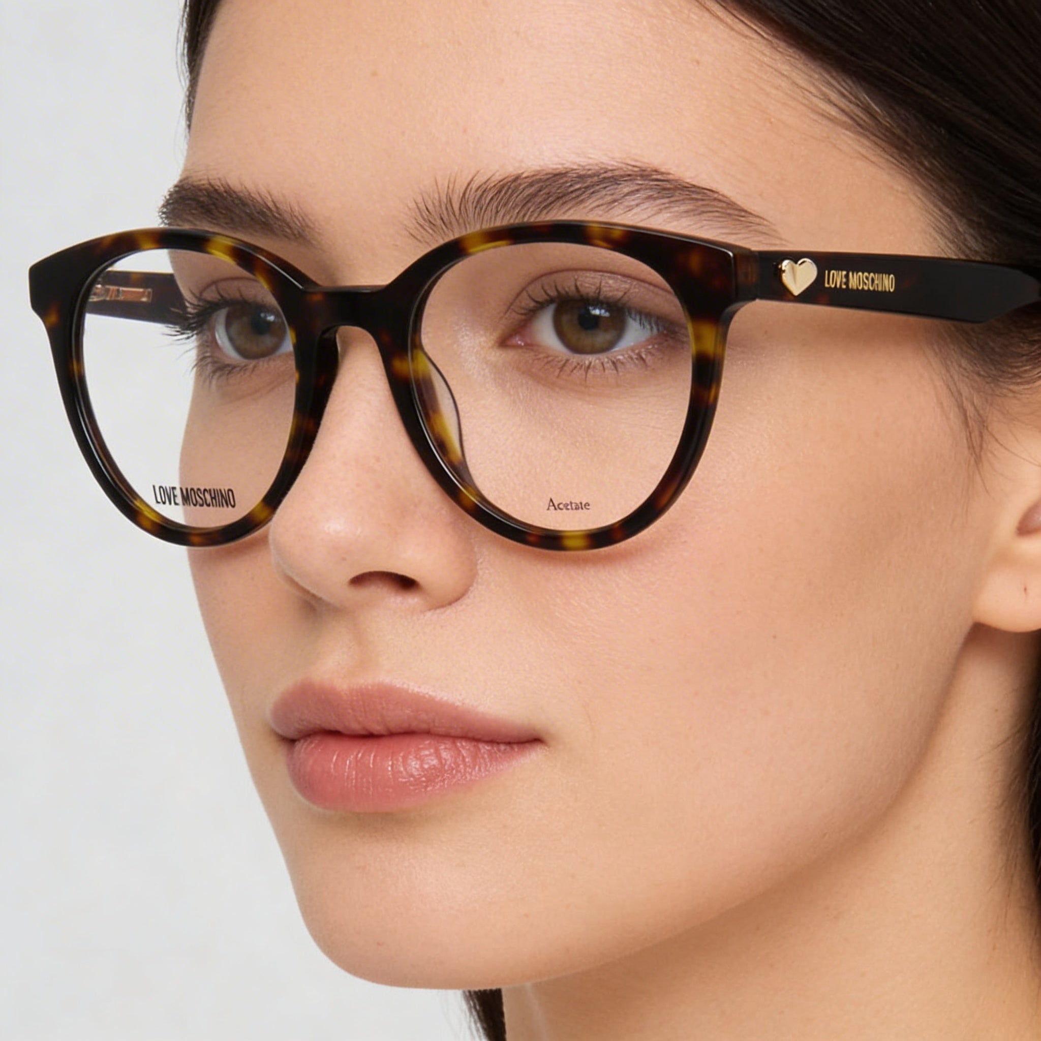 Monturas de gafas redondas de plástico Moschino MOL518 de aro completo para mujer en Habana con lentes de policarbonato de 49 mm, Photo 4