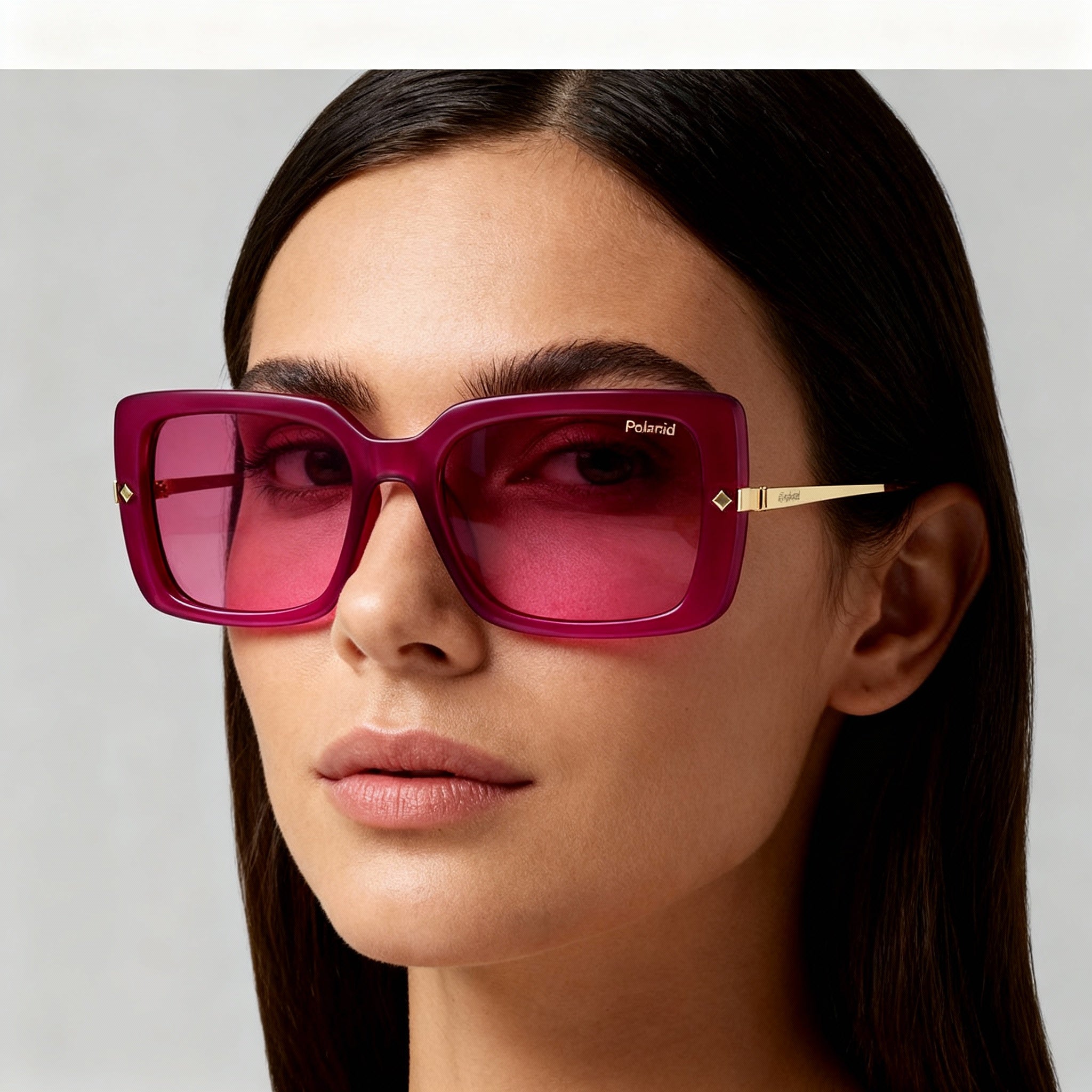 Polaroid Sunglasses Pld 4075/S Women's Square Non-Polarized, Cyclamen Pink Plastic Frame, Gray Lens, 56-18-145mm, Photo 4