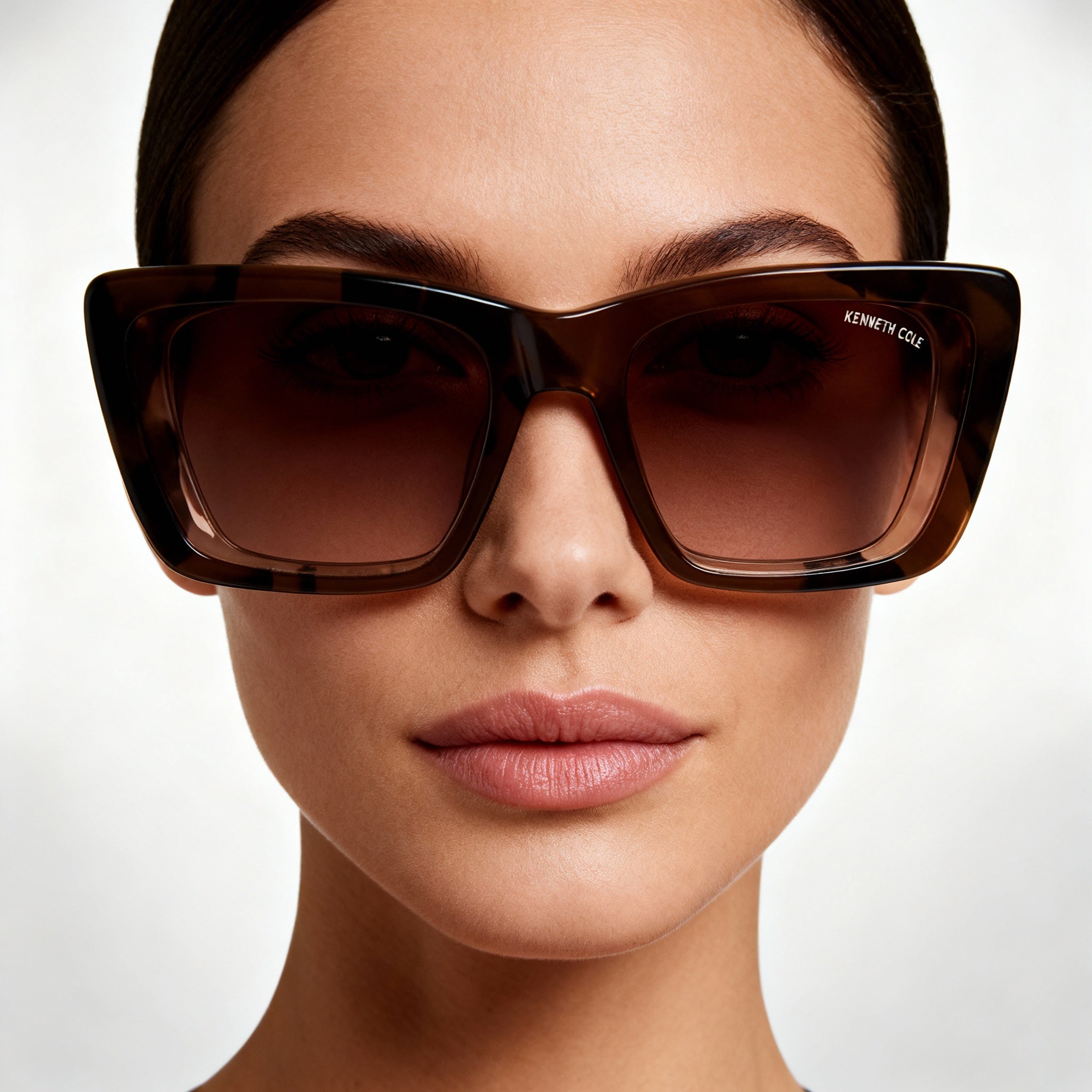 Kenneth Cole New York Kc5145f Women's Plastic Sunglasses, Shiny Light Brown, Gradient Brown Lenses, 51-19-140, Photo 4