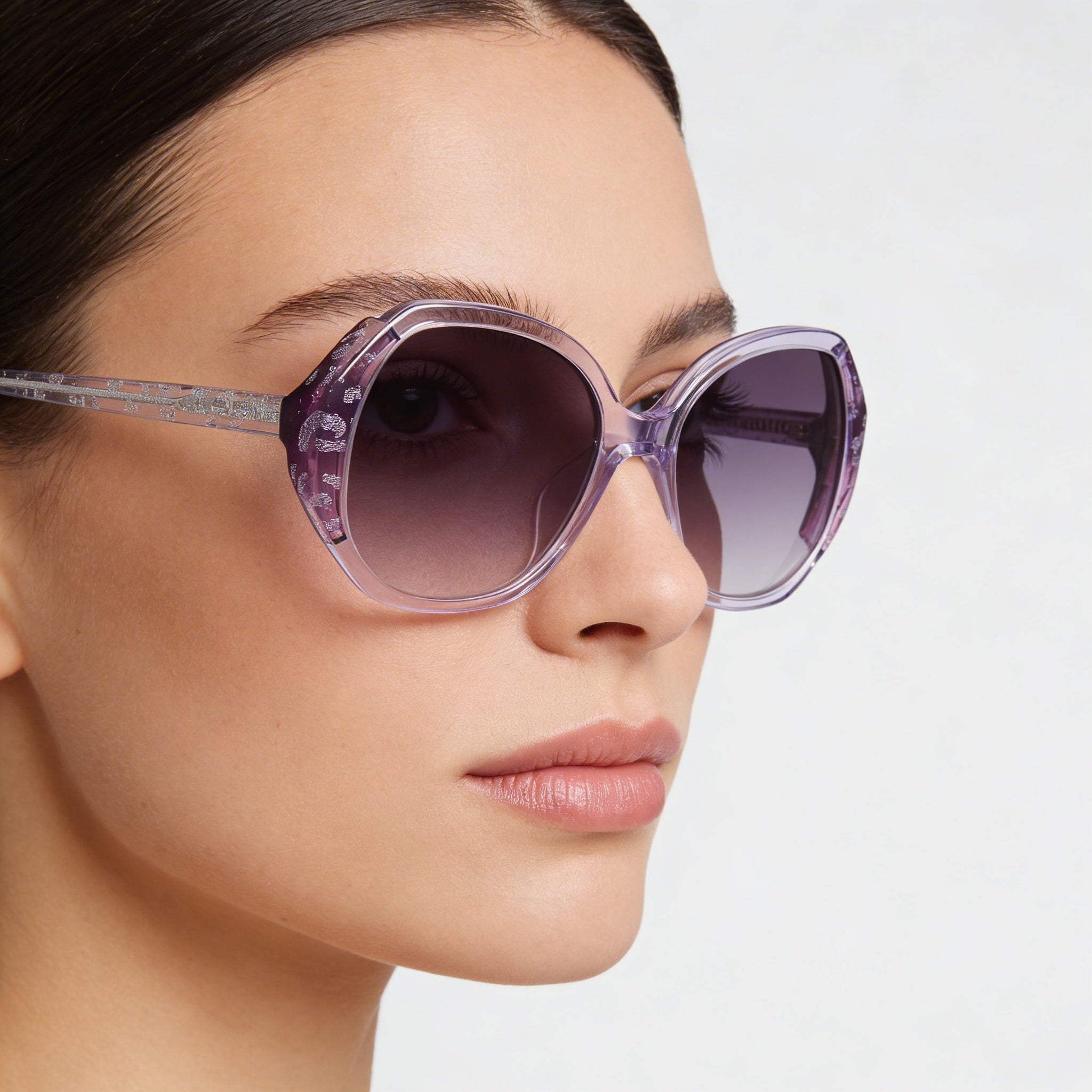 BEBE Classic Women's Animal Plum Acetate Frame UV Protection Non-Polarized Eyewear 54mm Lens Width, Photo 4