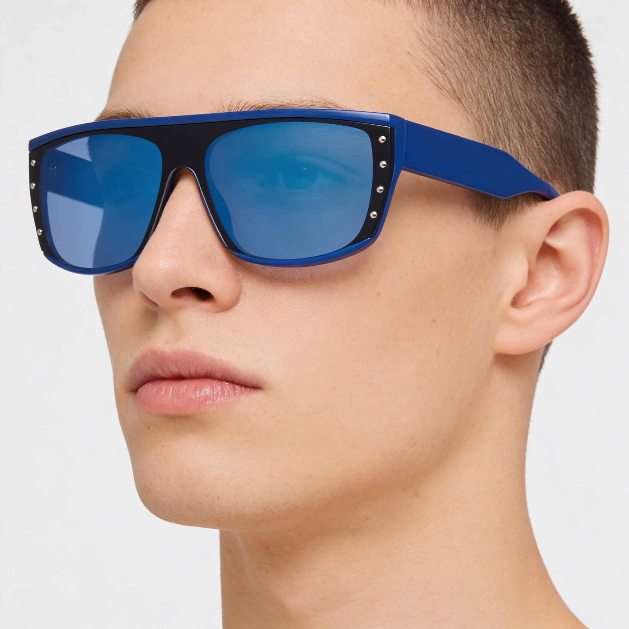 Jimmy Choo RYLAN/S - Gafas de sol unisex de celulosa azul Browline sin polarizar con protección UV (99 mm), Photo 3