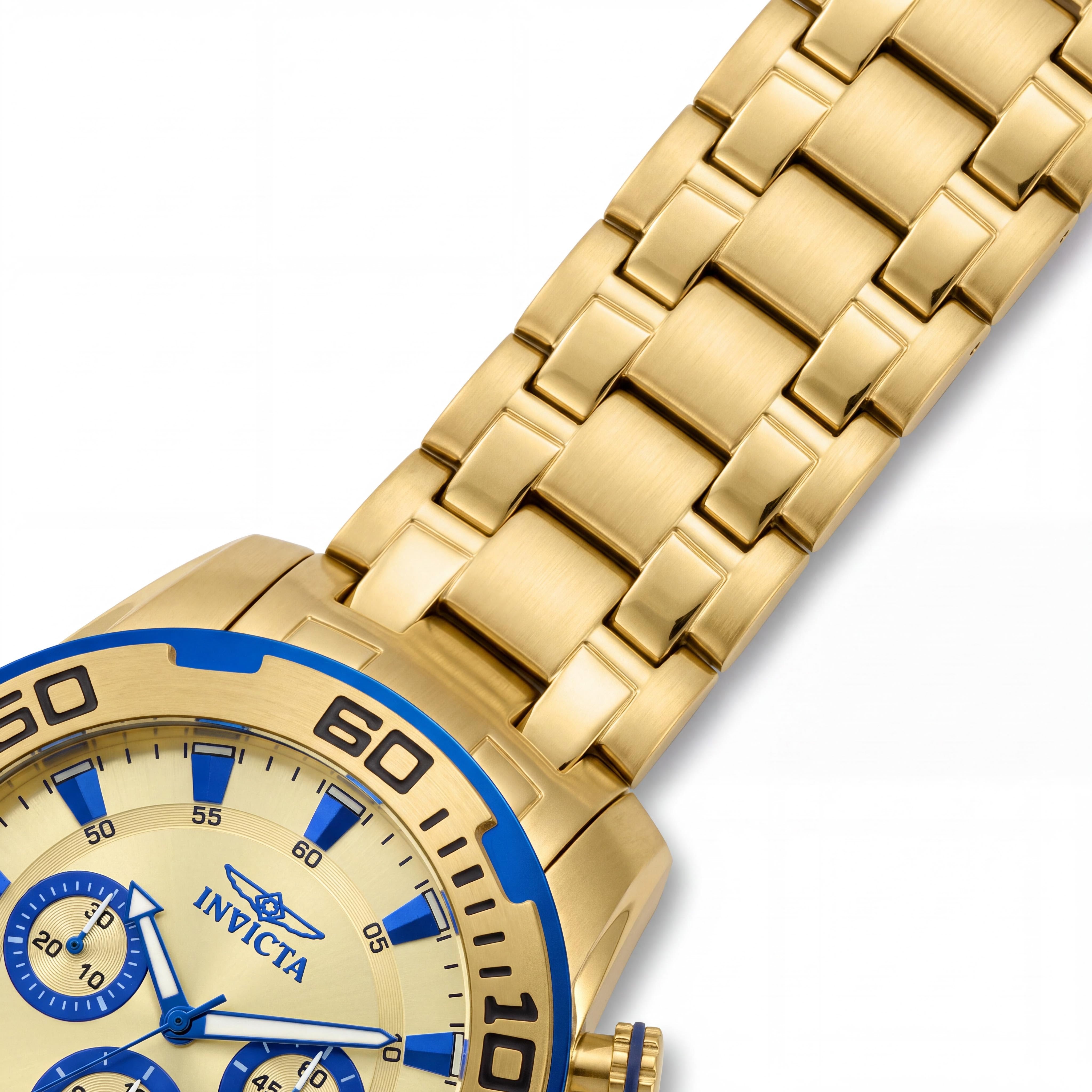 Invicta Men's Bracelet Watch, Gold-Tone Stainless Steel, Chronograph, Glow In The Dark, 50mm, 100m Water Resistant, Photo 3