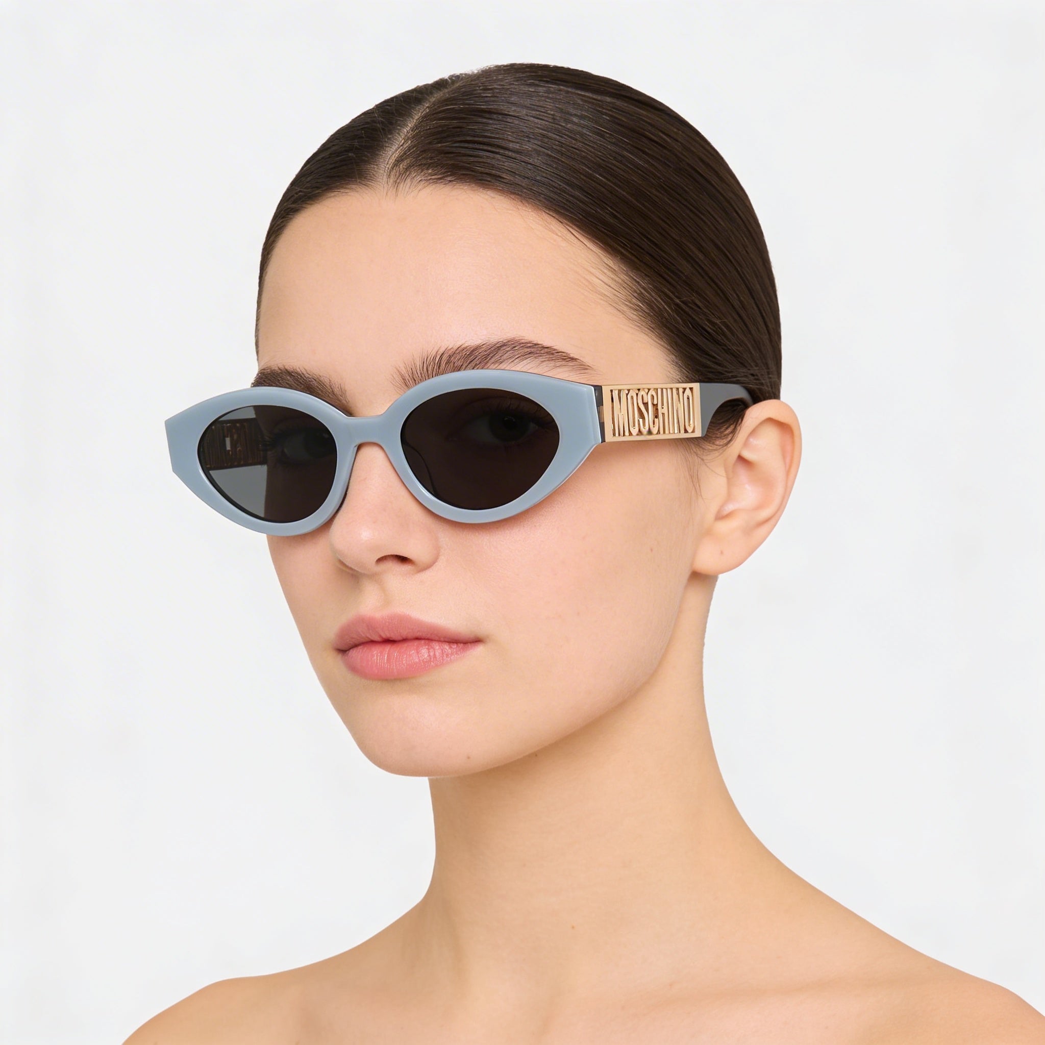 Moschino Casual Women's Azure Acetate Frame Sunglasses with Grey Polycarbonate Lenses, 51mm Lens Width, Photo 5