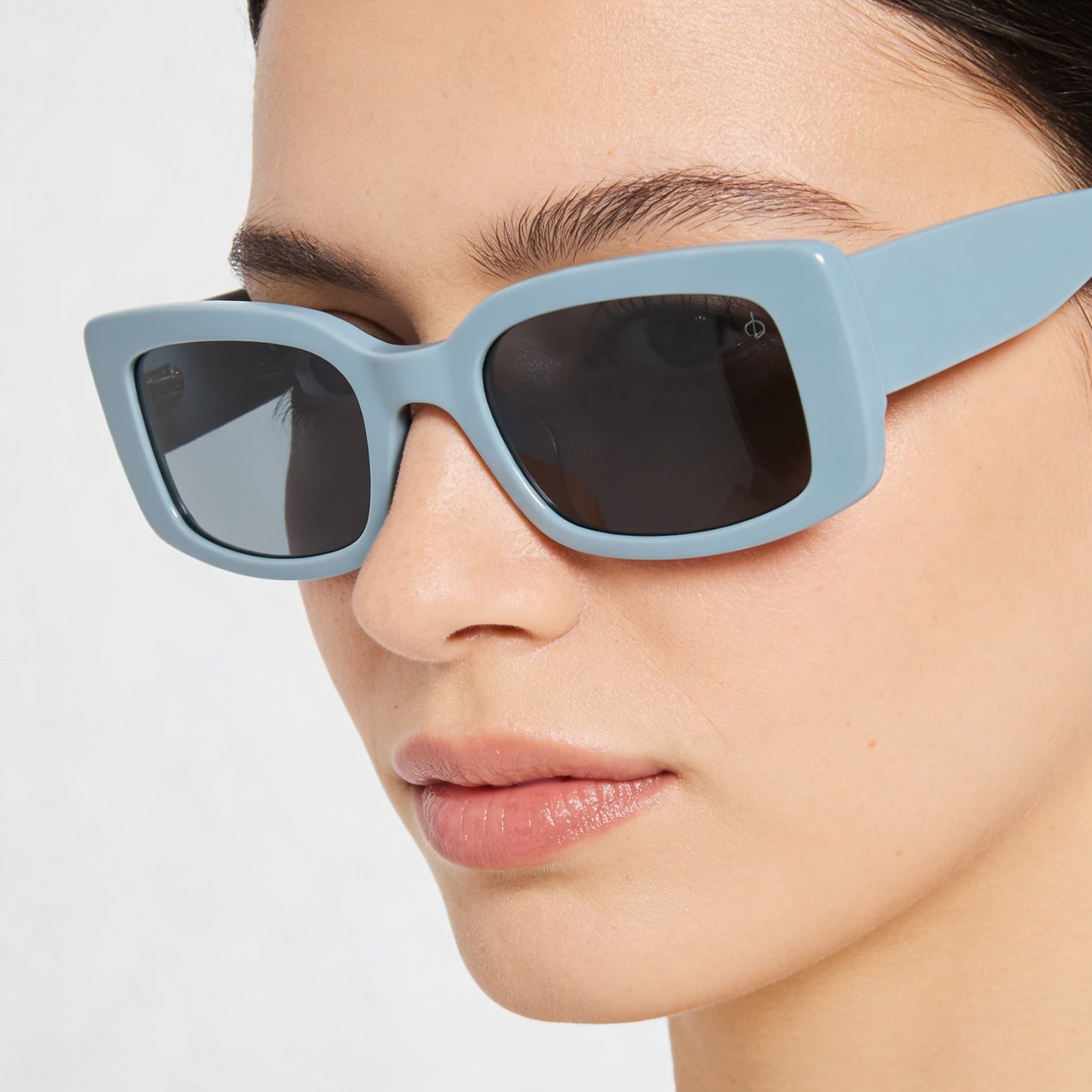 Rag & Bone Classic Women’s Thick Narrow Rectangular Blue Plastic Frame Blue Lens UV Protection Sunglasses 52mm, Photo 5