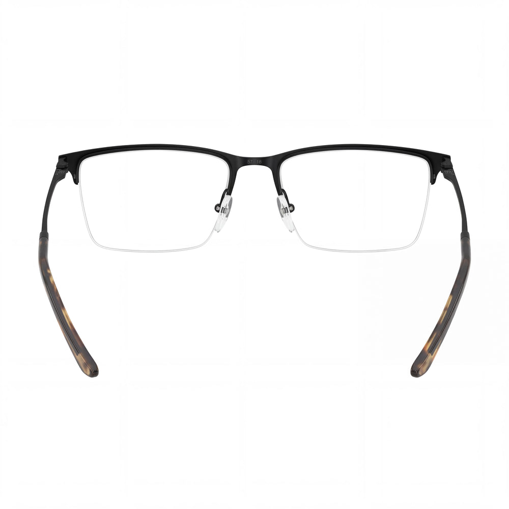 Monturas de gafas graduadas Emporio Armani Ea1171 de metal rectangular negro mate para hombre 55-18-145mm