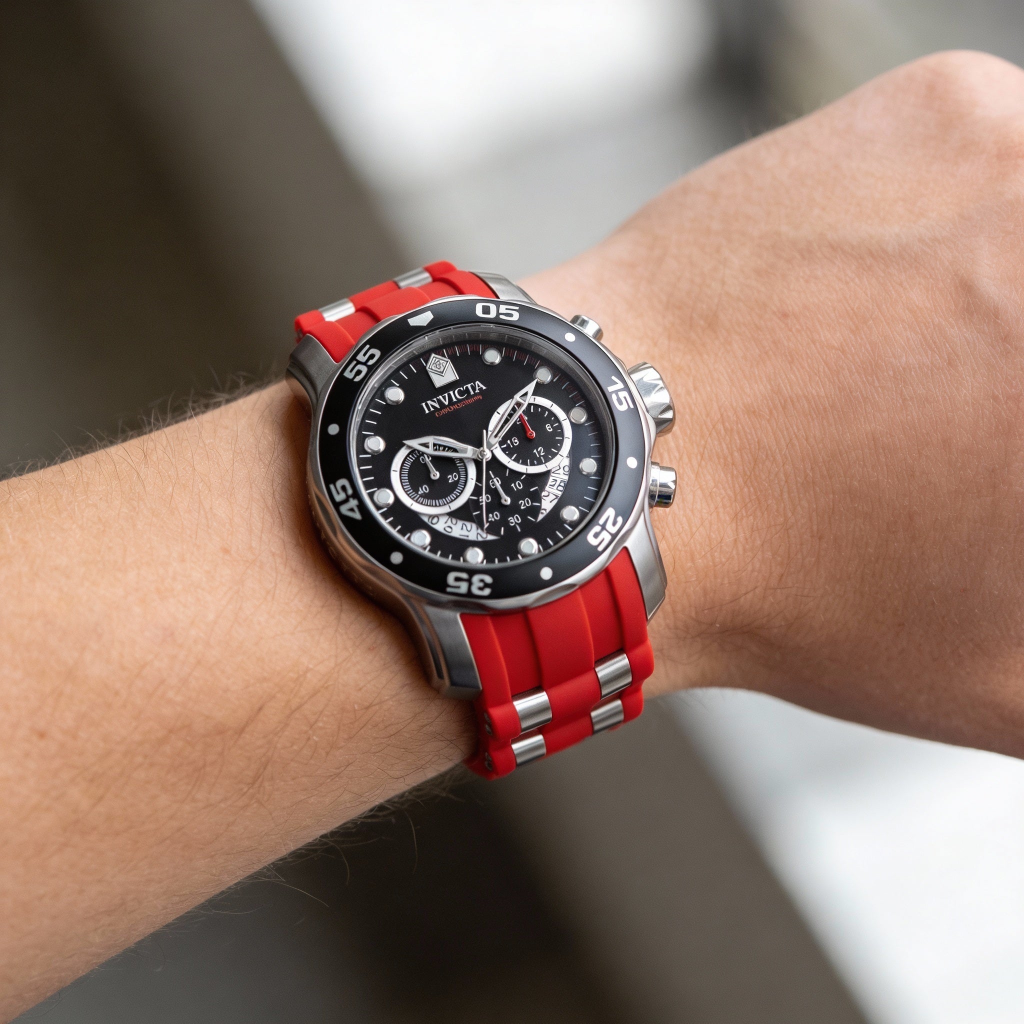 Invicta Pro Diver 34009 Unisex Chronograph Quartz Watch 48mm Silver Stainless Steel Black Dial, Photo 2