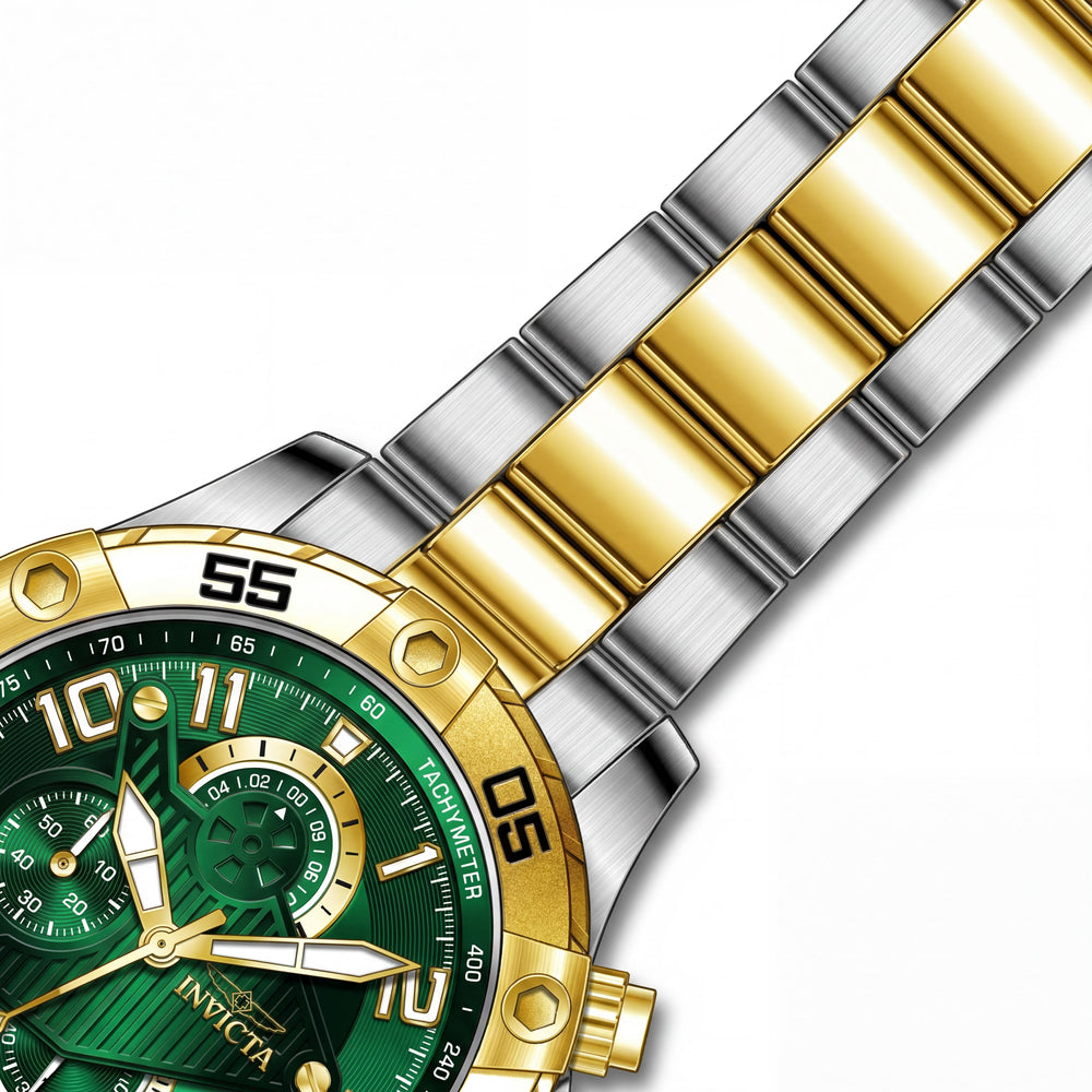Reloj cronógrafo Invicta Rally 26099 para hombre, de acero inoxidable tono dorado con esfera verde
