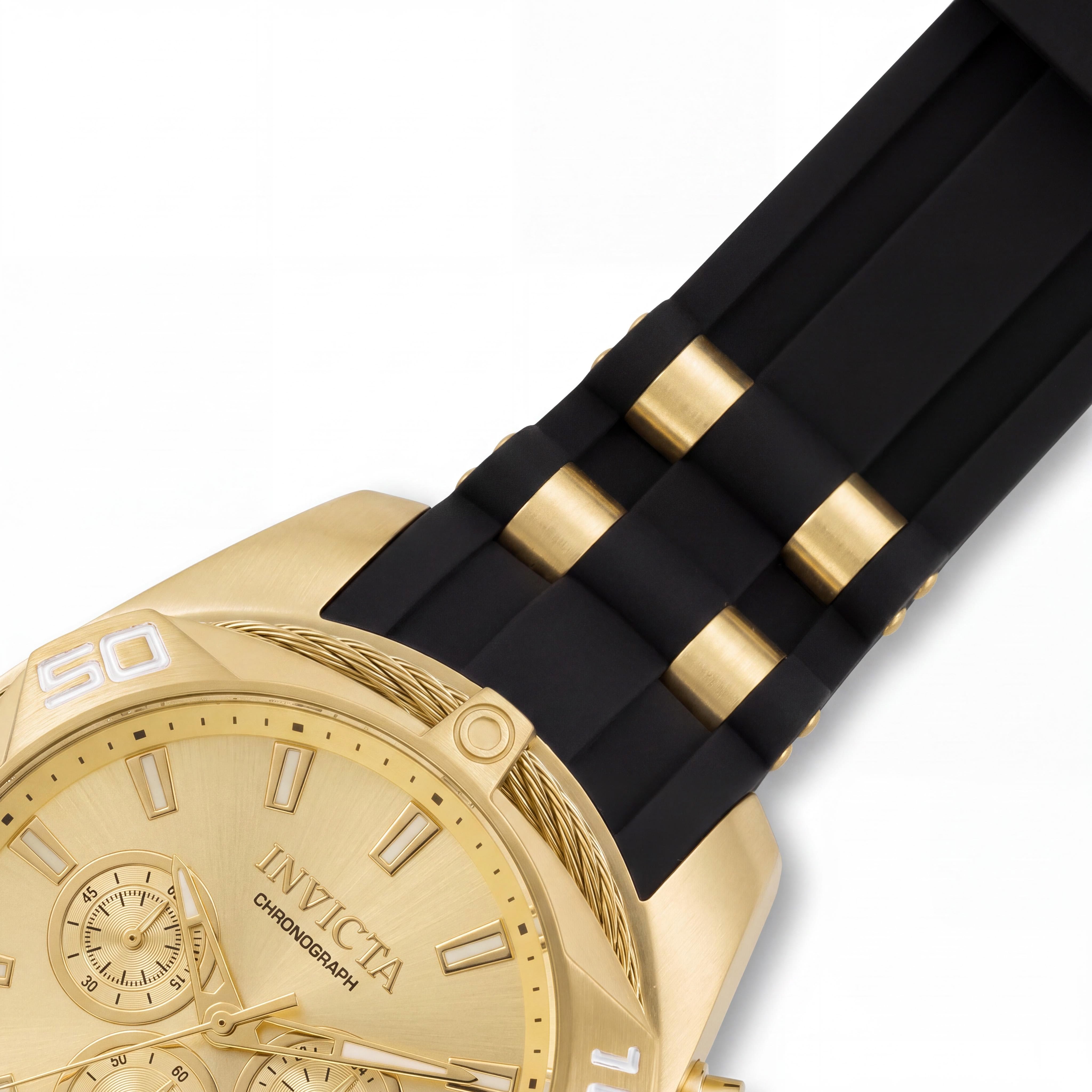 Invicta Bolt 34142 Men's Gold Case Silicone Strap Quartz Chronograph Water Resistant Watch 50mm, Photo 3