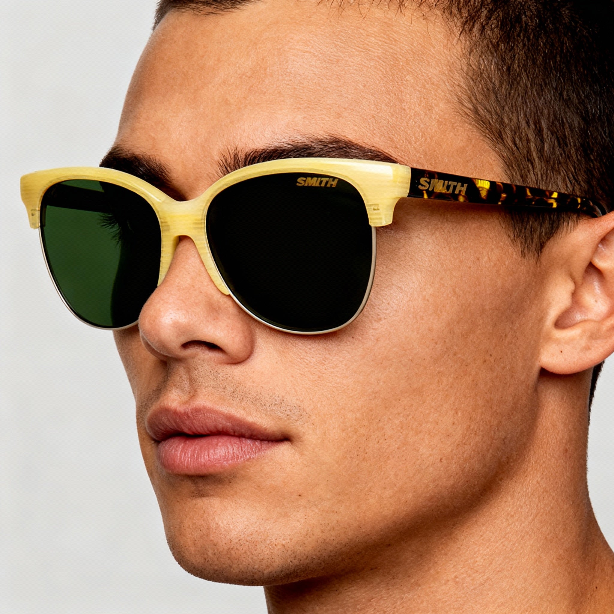 SMITH Rebel Carbonic Sunglasses, Unisex Medium, Ivory Tortoise Plastic Frame, Gray Green Non-Polarized, Photo 3