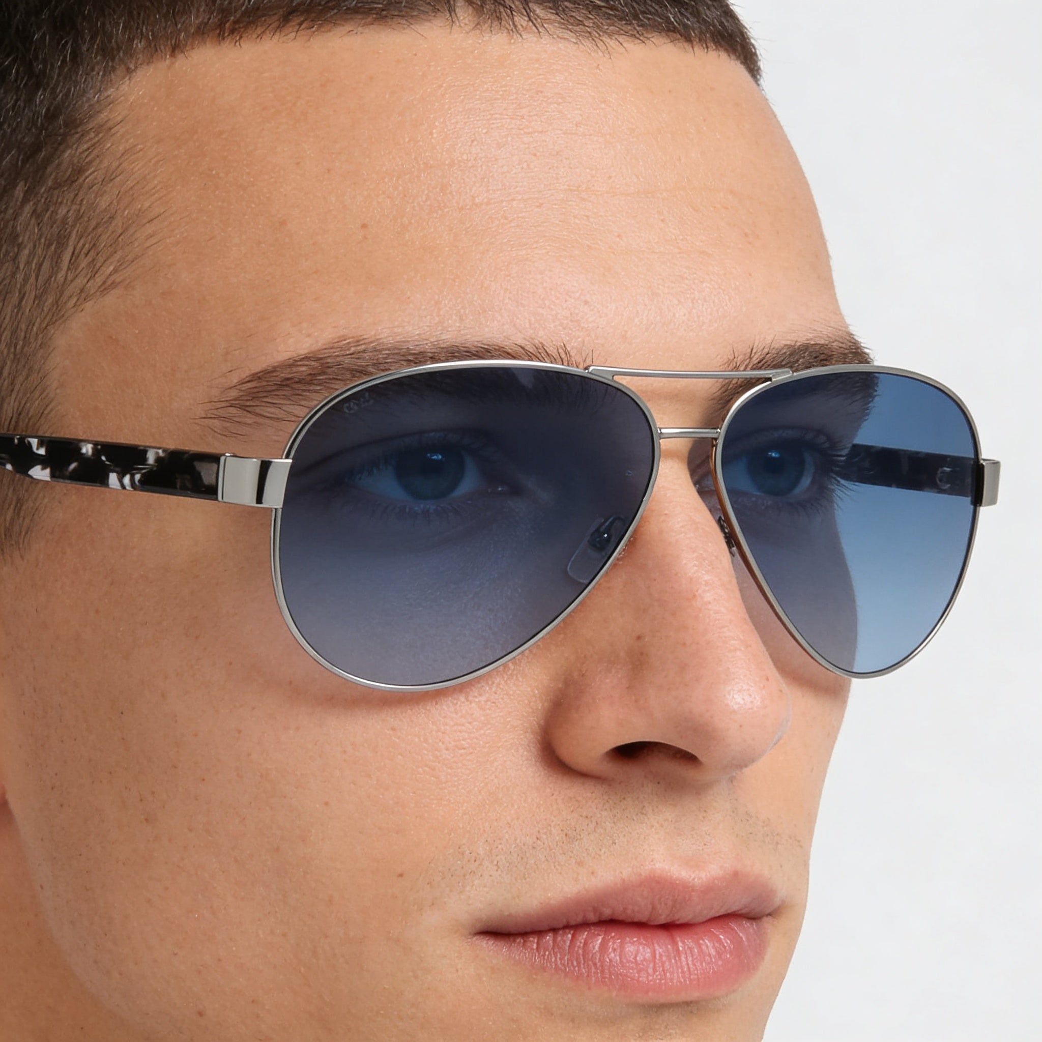 Hugo Boss Retro Men's Ruthenium Plastic Frame Sunglasses, Blue UV Protection Lenses, 63mm, Photo 5