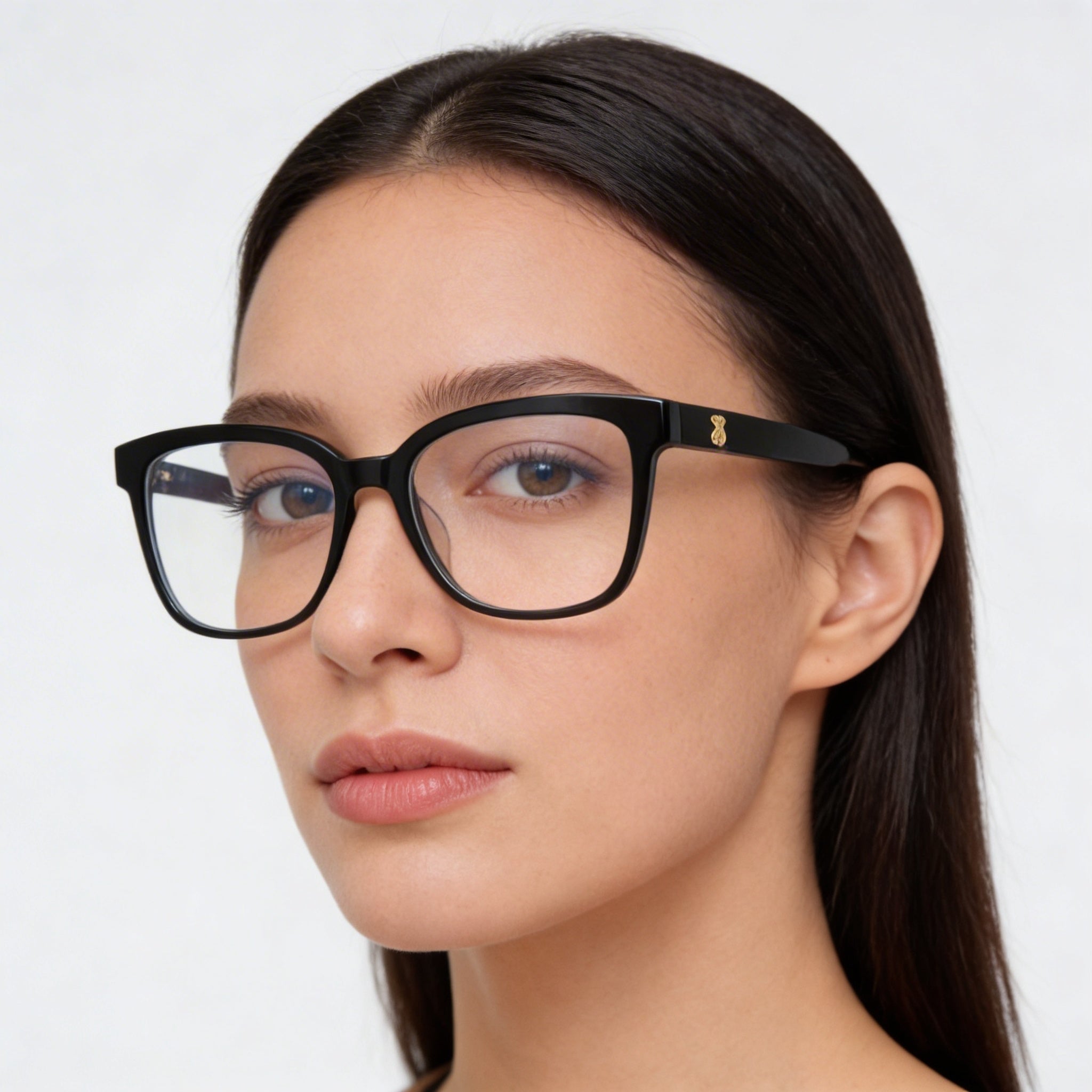 TOUS Casual Fashion Women’s Cellulose Acetate Glossy Black Eyeglasses, Prescription Ready, Transparent Demo Lenses, Size 50-17-135, Photo 3