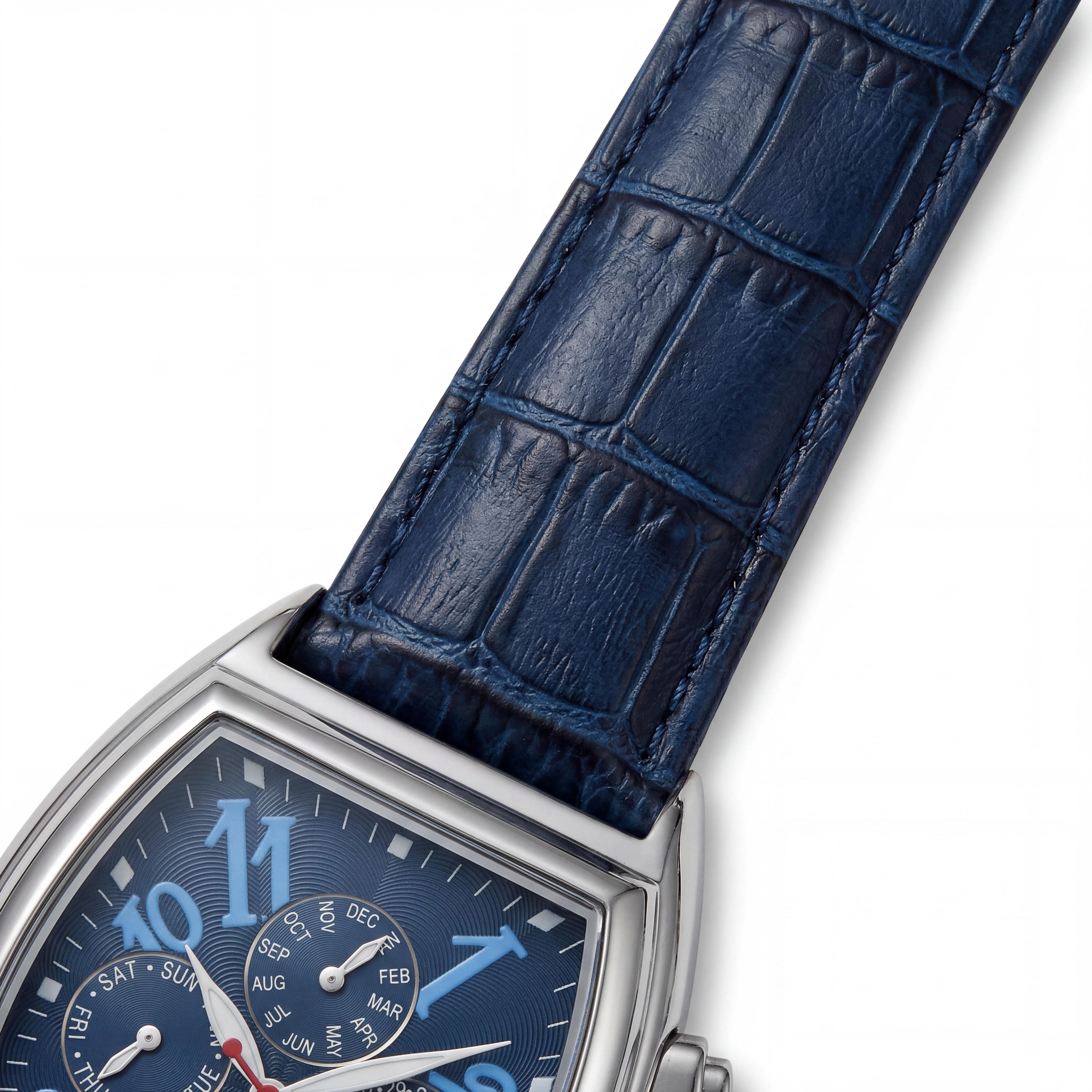 Reloj Christian Van Sant Grandeur automático de hombre con esfera azul, caja de acero inoxidable, correa de cuero, cristal mineral y resistencia al agua de 50 m, Photo 3
