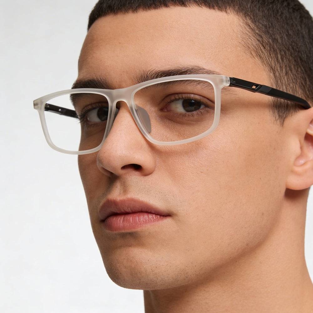 Adidas Gafas de Hombre Casuales Brillantes Grises Montura de Plástico Lente Transparente No Polarizadas 55-15-145