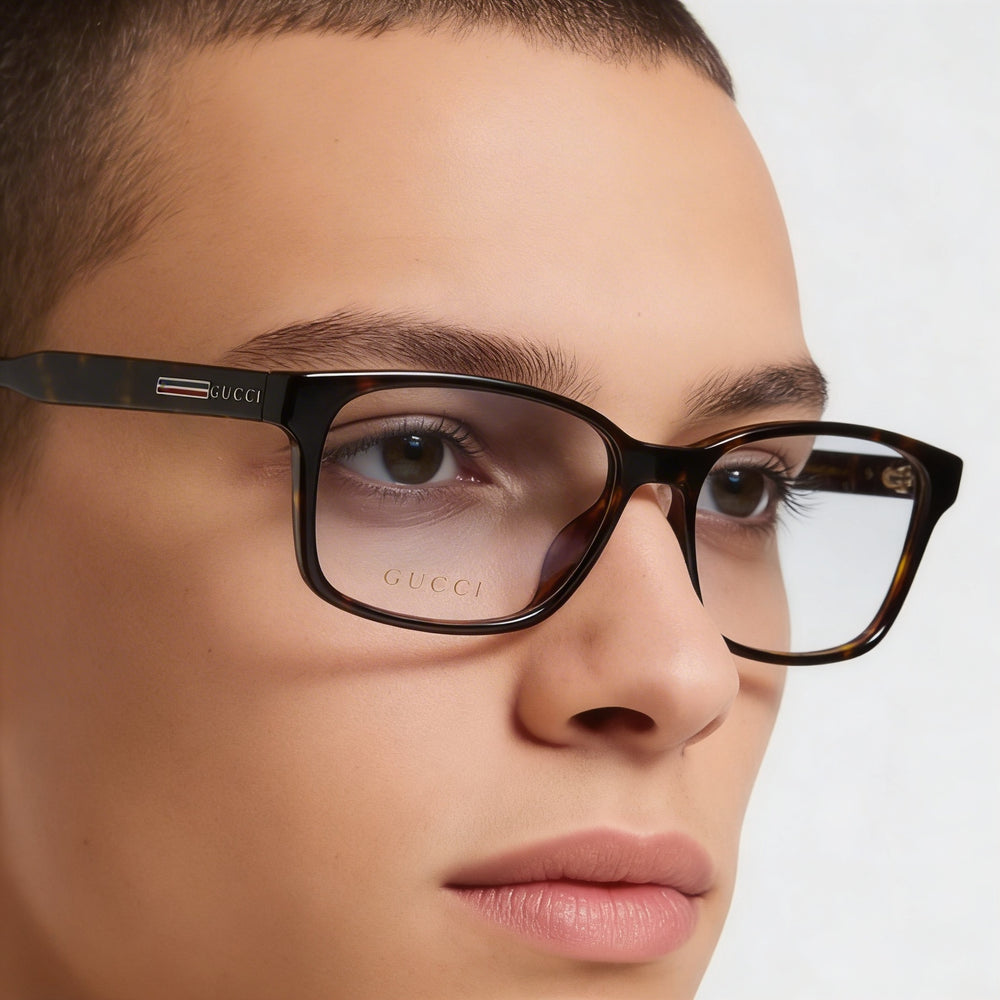 Gucci Gg0826o-005 Unisex Havana Plastic Frame Eyeglasses, Lens Width 55mm, Bridge 16mm, Temple 145mm