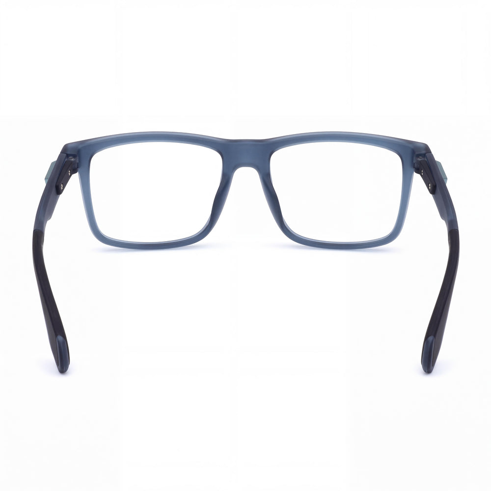 Lentes de Sol Casuales de Plástico para Hombre adidas, Azul Mate, Micas Transparentes de Demostración, Aptos para Receta, Ancho de Lente de 54mm